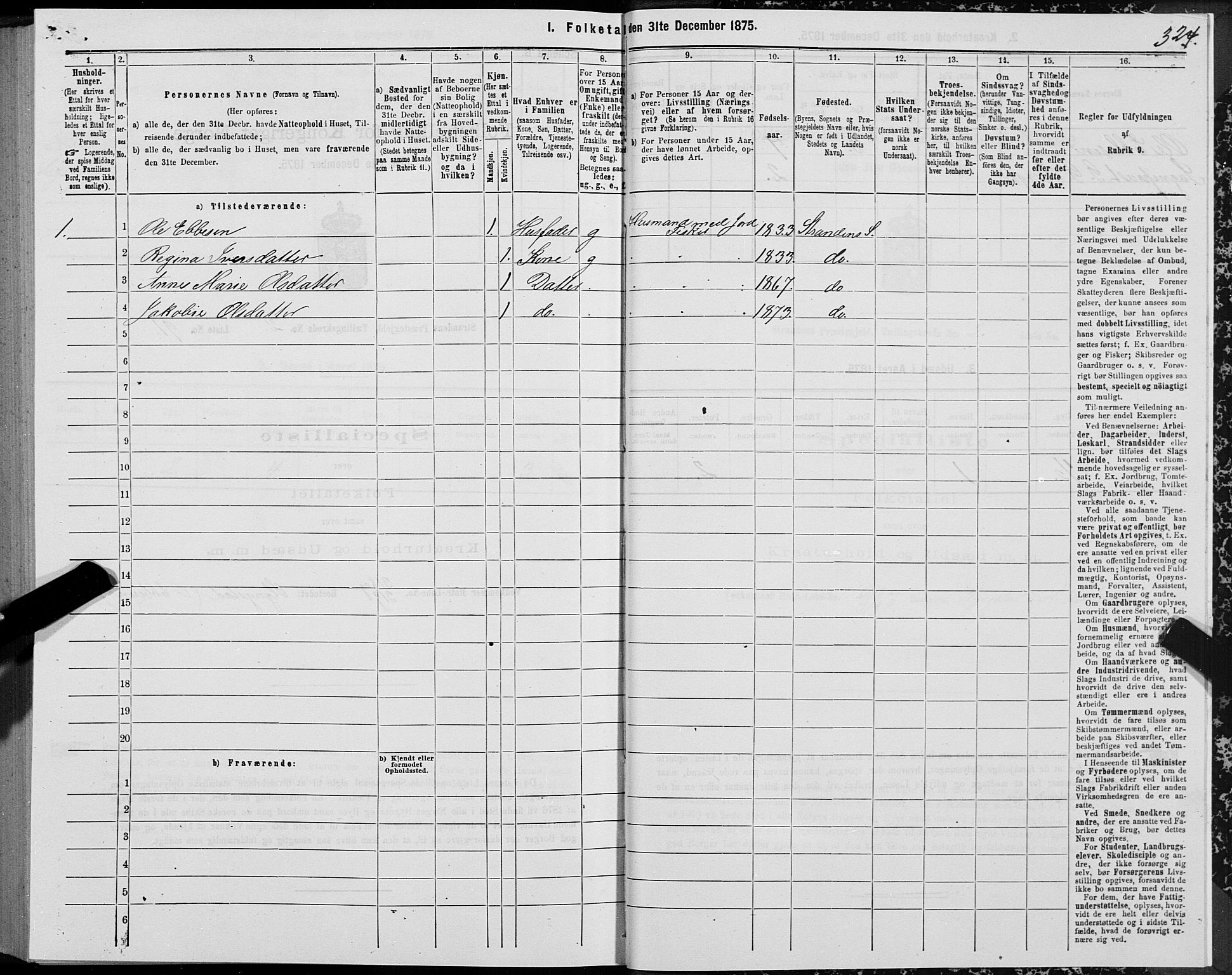 SAT, 1875 census for 1525P Stranda, 1875, p. 1324