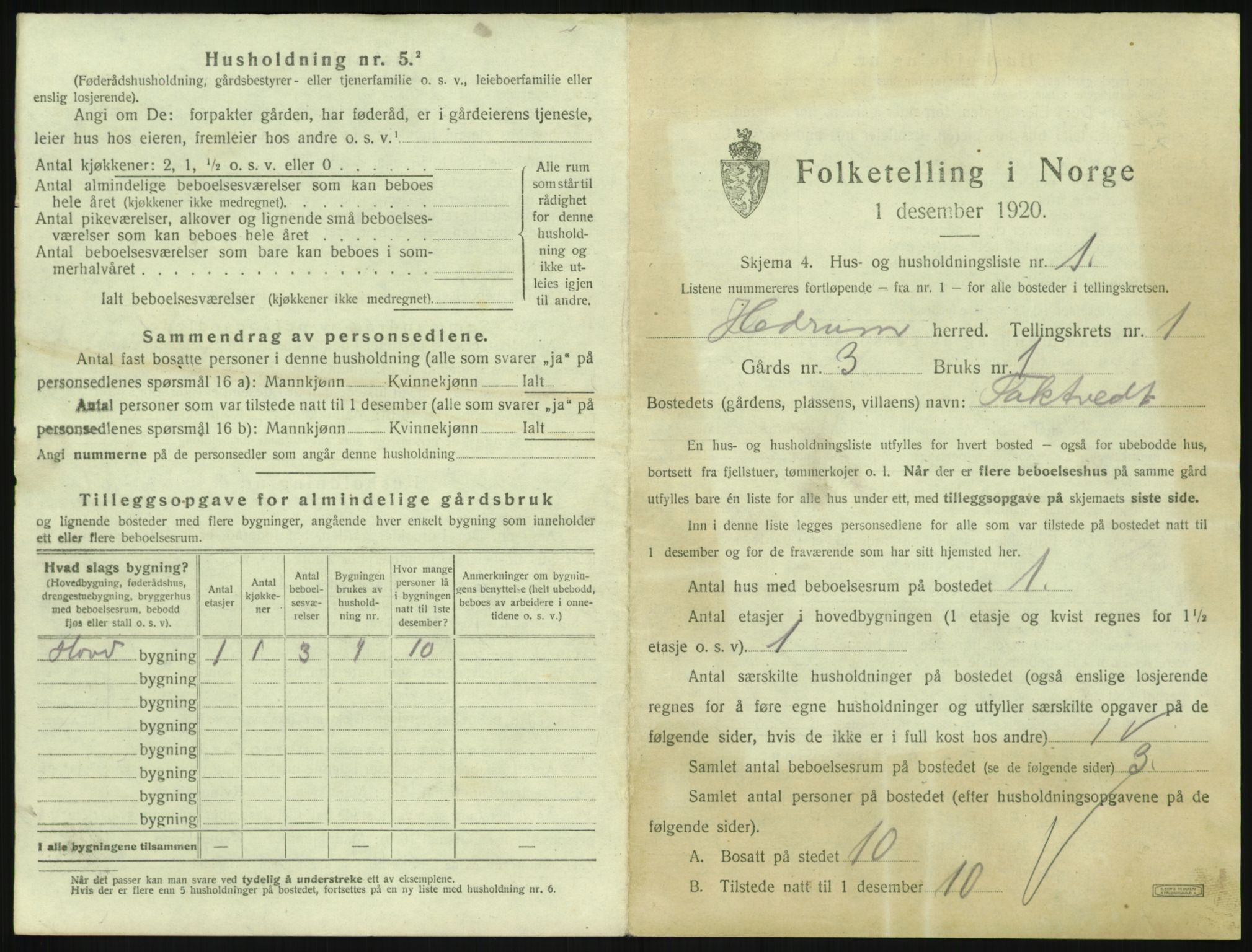 SAKO, 1920 census for Hedrum, 1920, p. 67