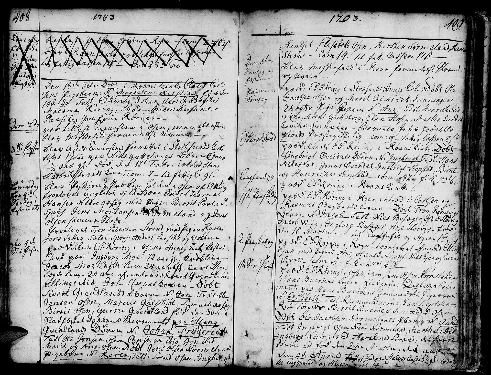 Ministerialprotokoller, klokkerbøker og fødselsregistre - Sør-Trøndelag, AV/SAT-A-1456/657/L0700: Parish register (official) no. 657A01, 1732-1801, p. 408-409