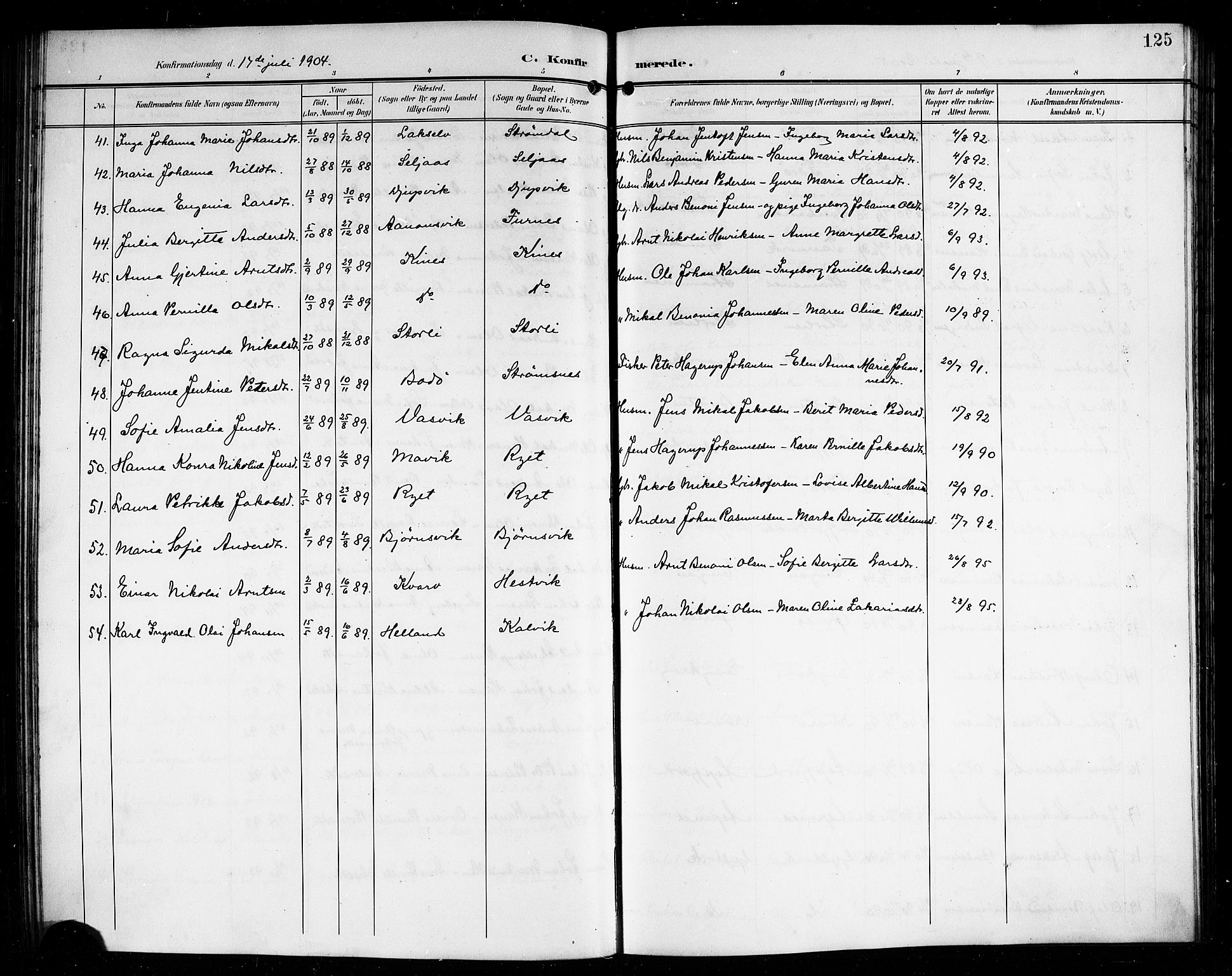 Ministerialprotokoller, klokkerbøker og fødselsregistre - Nordland, SAT/A-1459/854/L0786: Parish register (copy) no. 854C02, 1901-1912, p. 125