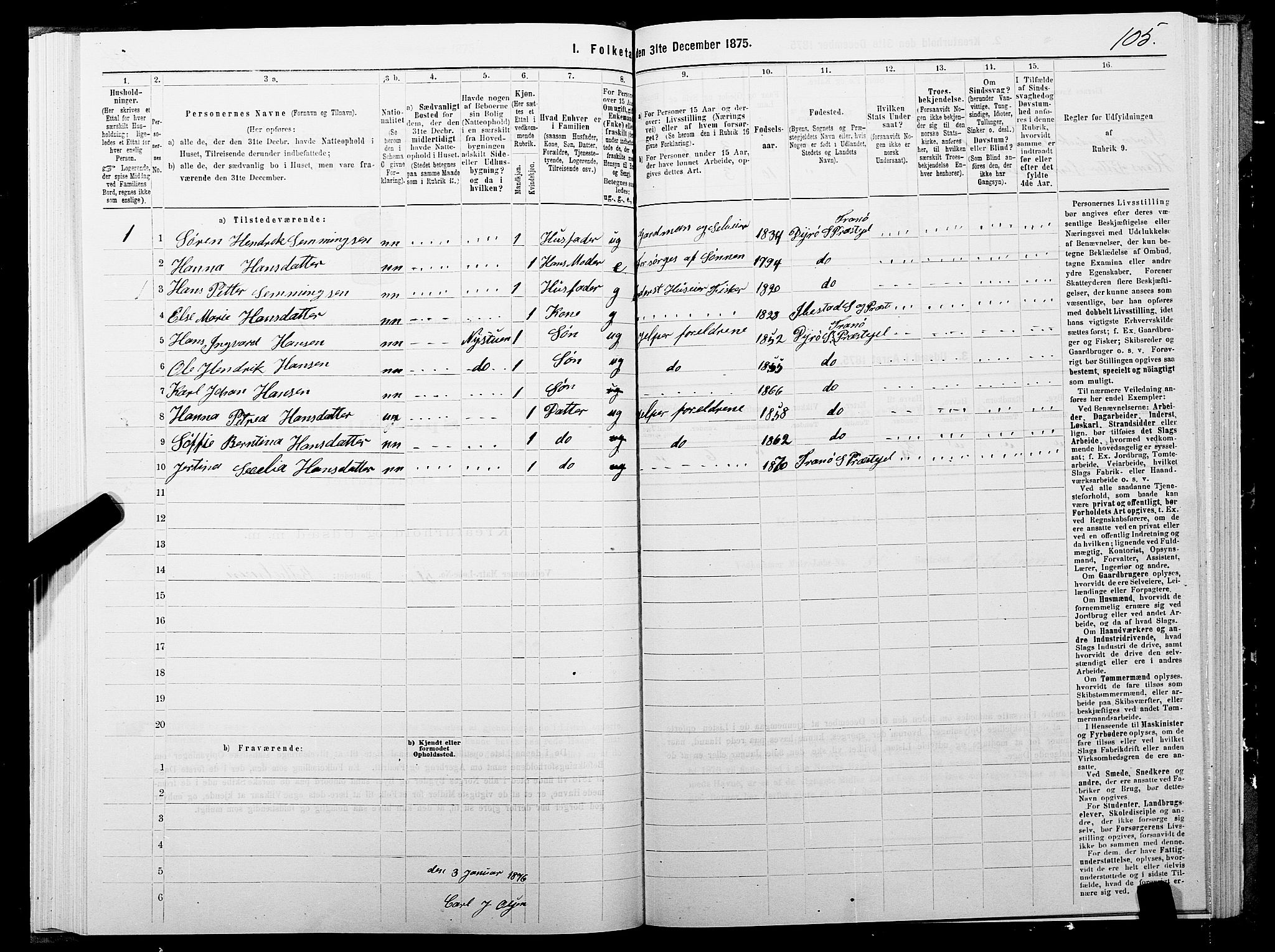 SATØ, 1875 census for 1927P Tranøy, 1875, p. 2105