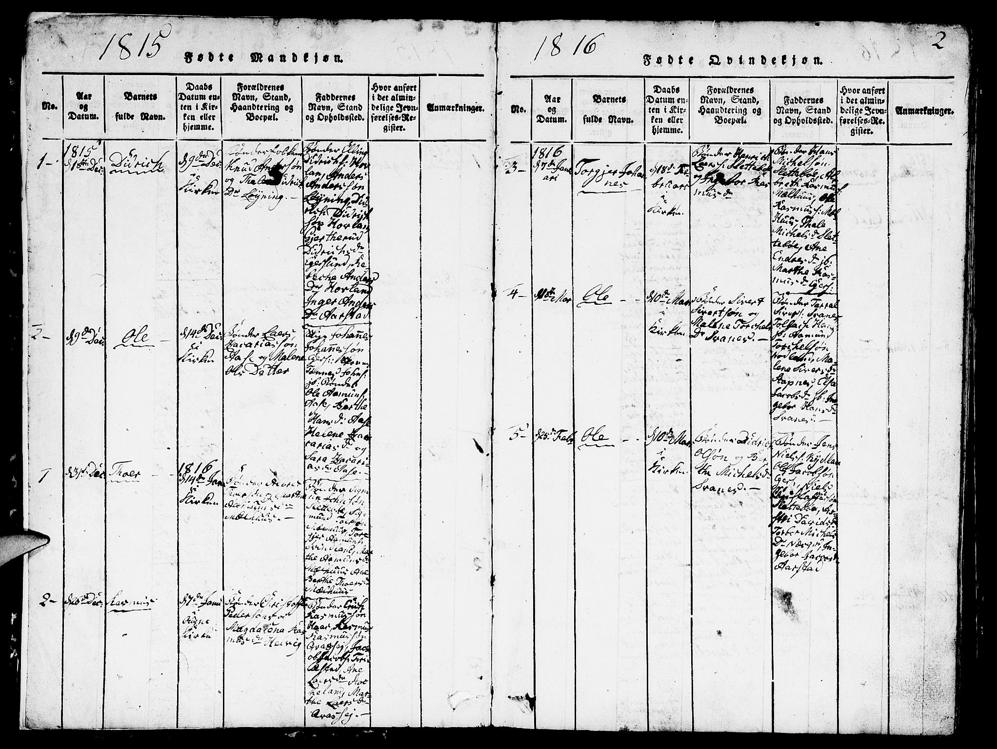 Eigersund sokneprestkontor, SAST/A-101807/S09/L0001: Parish register (copy) no. B 1, 1815-1827, p. 2