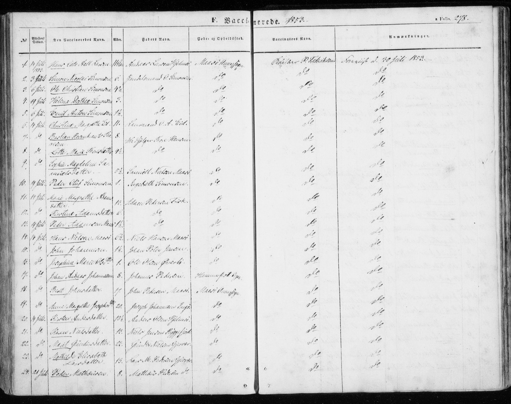 Måsøy sokneprestkontor, SATØ/S-1348/H/Ha/L0002kirke: Parish register (official) no. 2, 1852-1865, p. 278