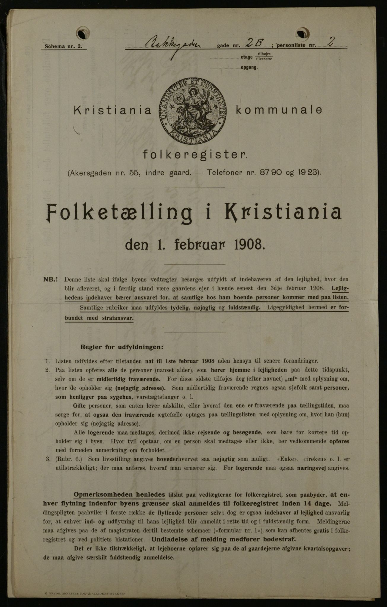 OBA, Municipal Census 1908 for Kristiania, 1908, p. 2742