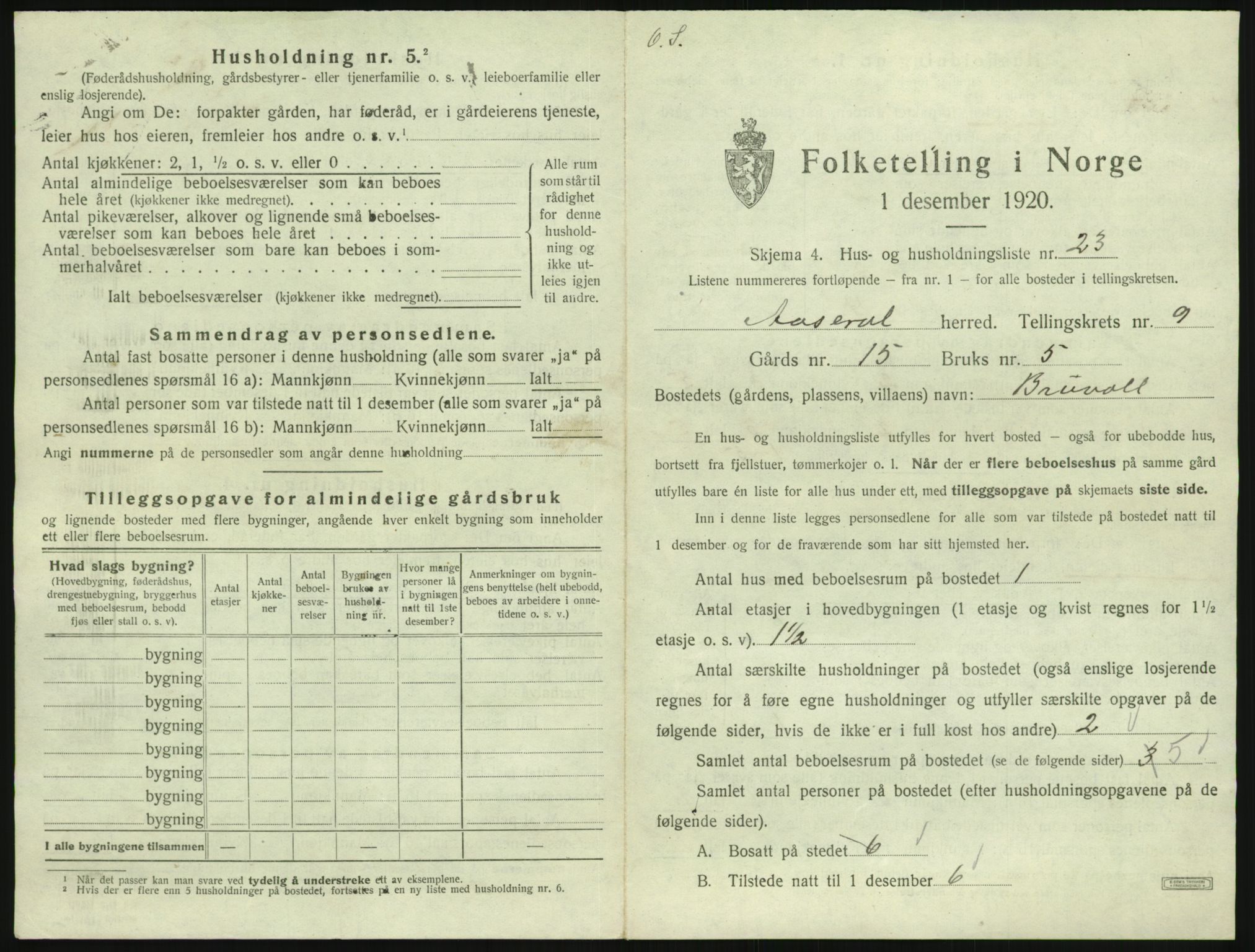 SAK, 1920 census for Åseral, 1920, p. 512