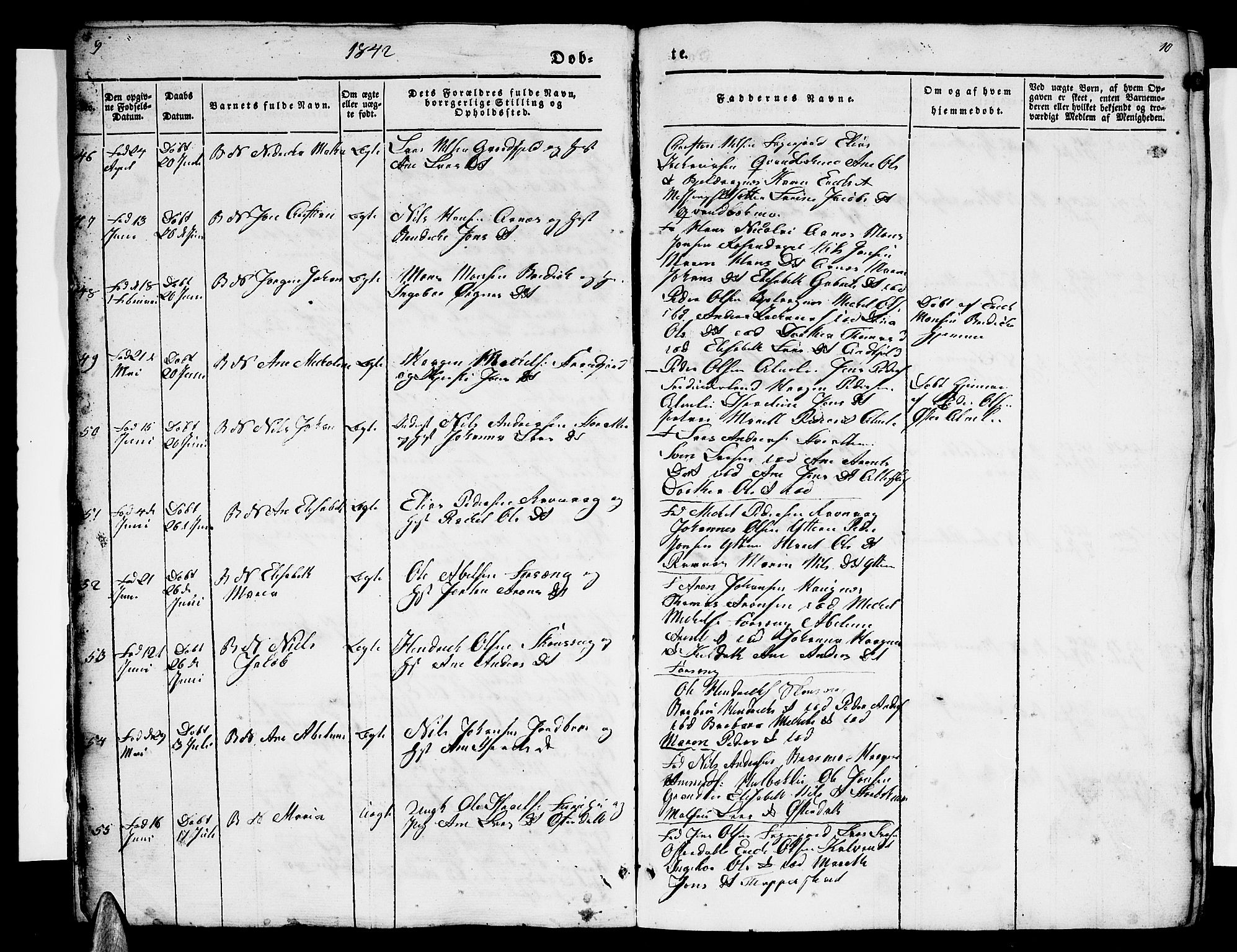 Ministerialprotokoller, klokkerbøker og fødselsregistre - Nordland, AV/SAT-A-1459/827/L0413: Parish register (copy) no. 827C02, 1842-1852, p. 9-10