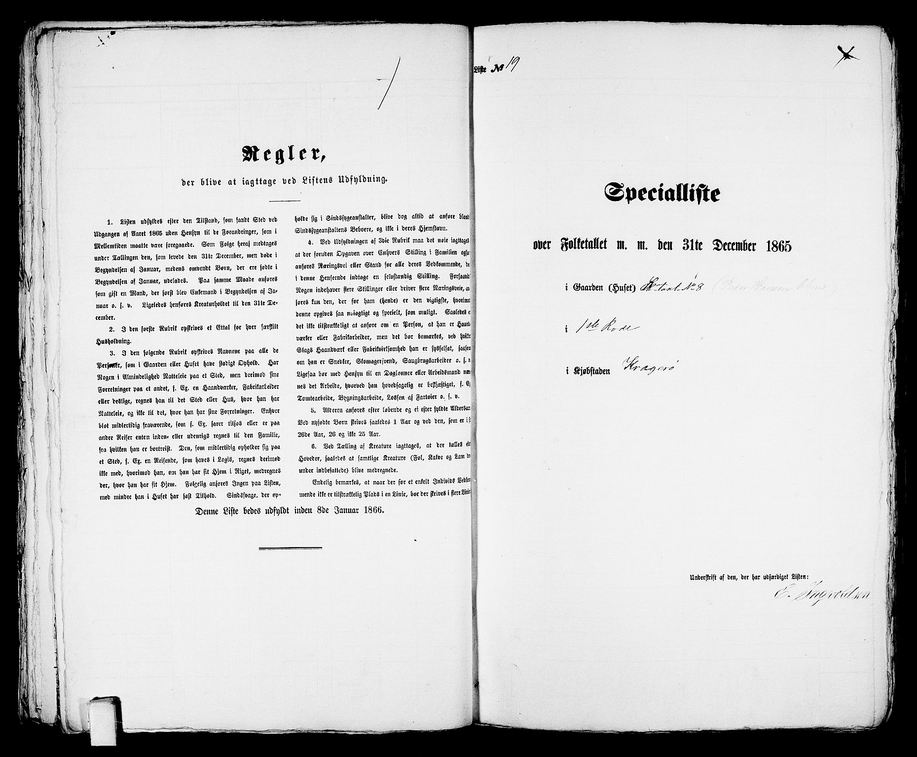 RA, 1865 census for Kragerø/Kragerø, 1865, p. 47