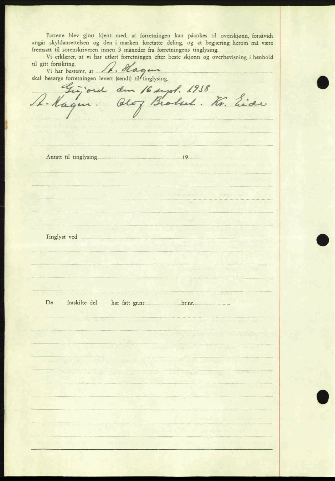 Romsdal sorenskriveri, AV/SAT-A-4149/1/2/2C: Mortgage book no. A6, 1938-1939, Diary no: : 2427/1938