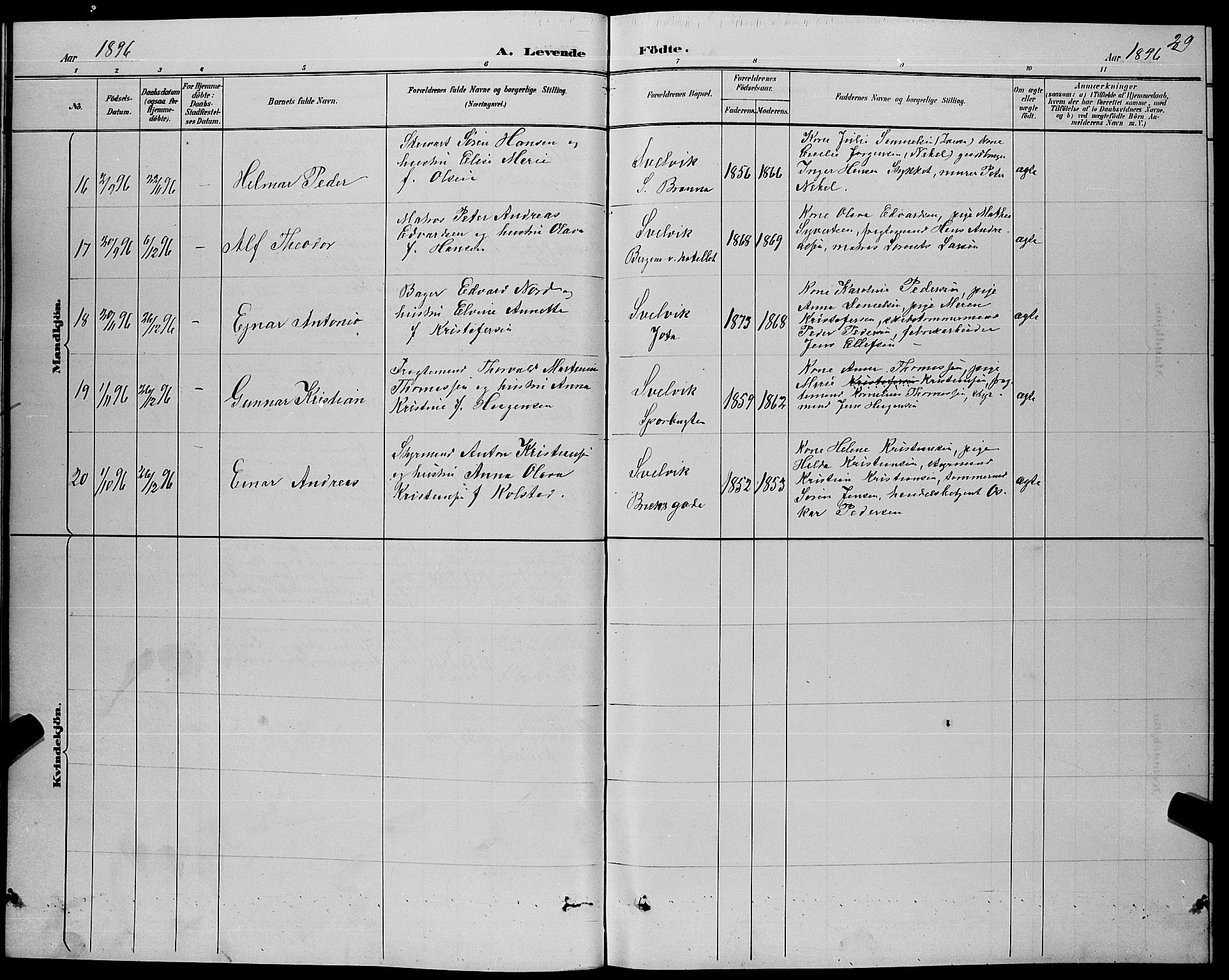 Strømm kirkebøker, SAKO/A-322/G/Gb/L0001: Parish register (copy) no. II 1, 1889-1896, p. 29