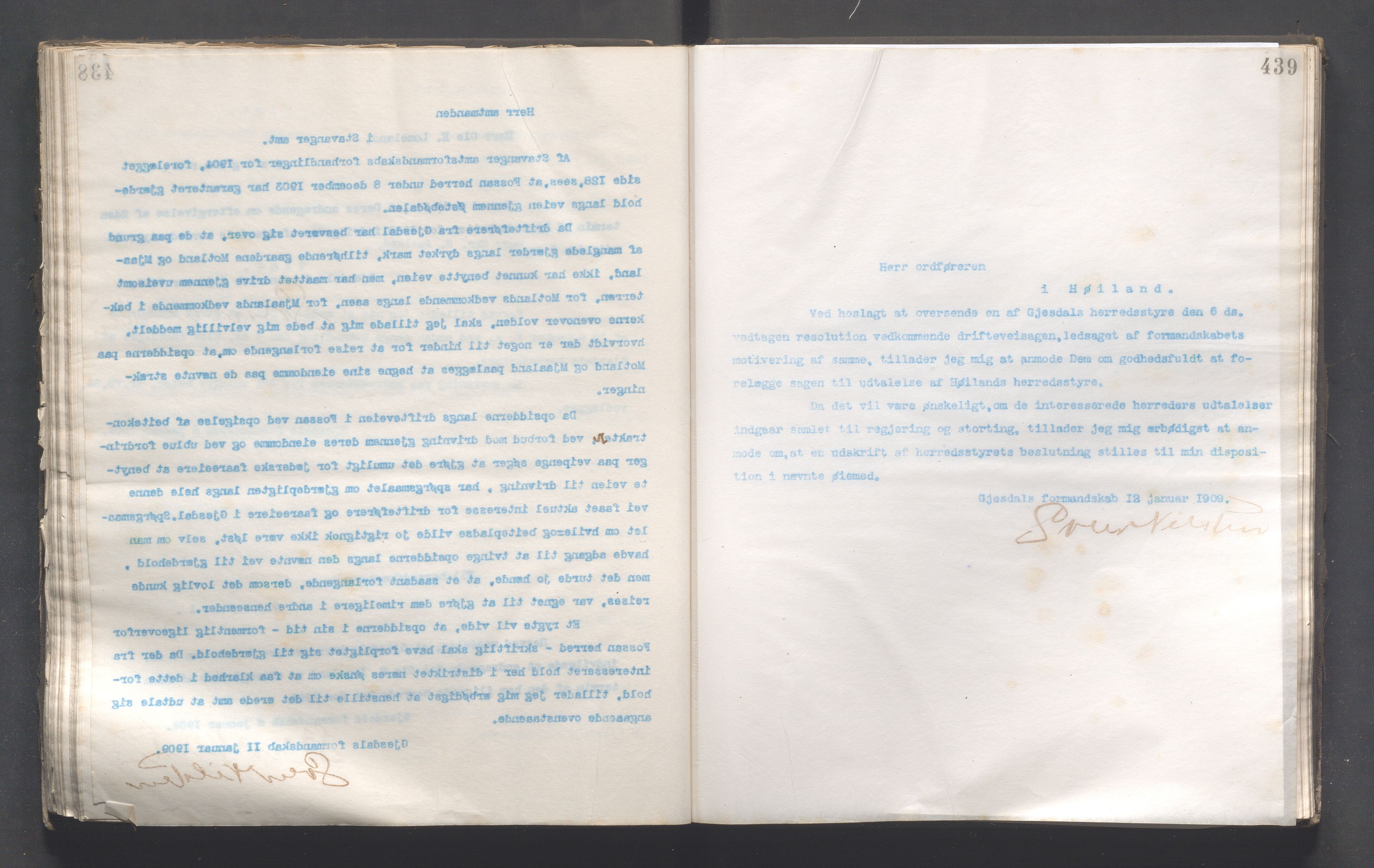 Gjesdal kommune - Formannskapet, IKAR/K-101383/B/Ba/L0002: Kopibok, 1890-1917, p. 439