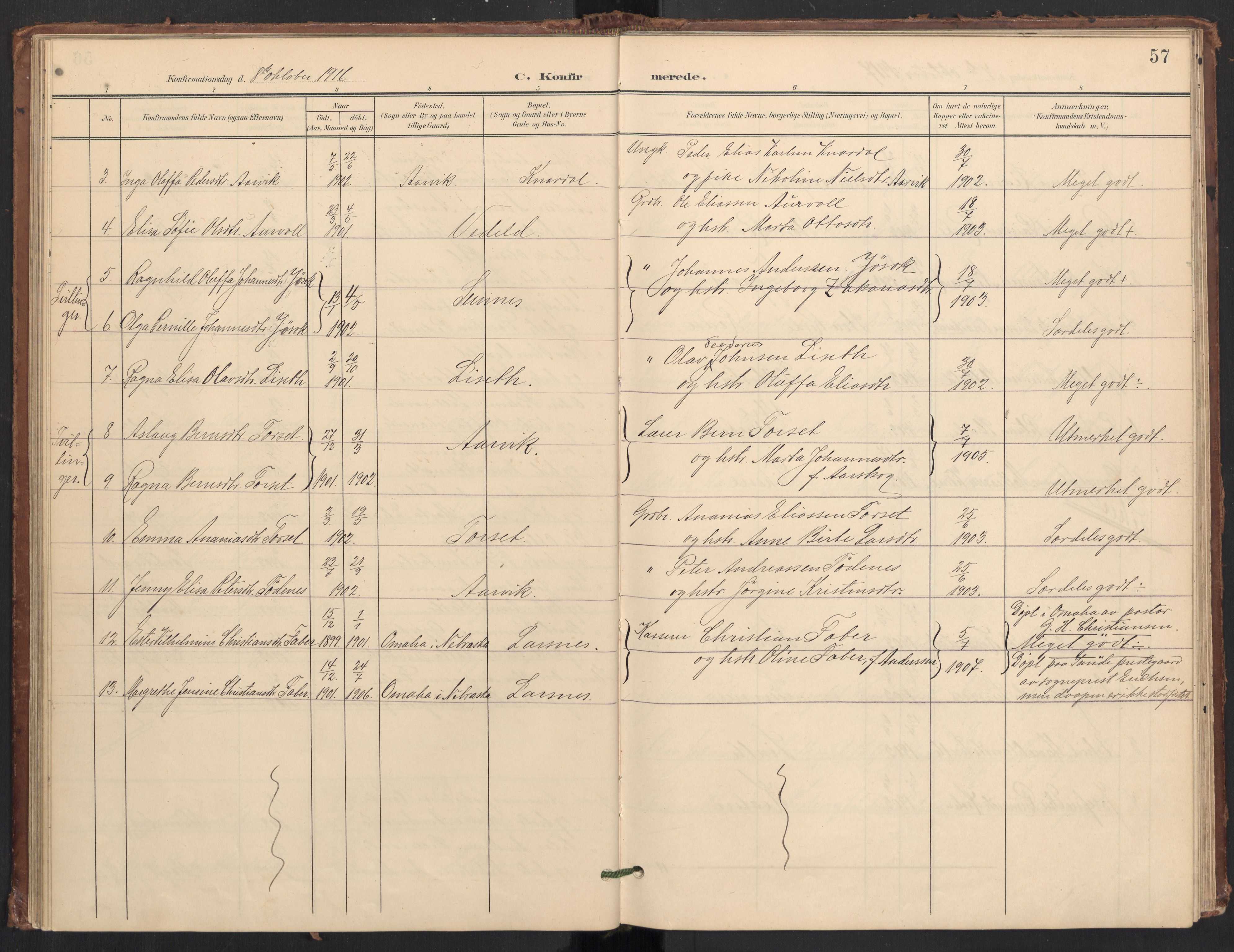 Ministerialprotokoller, klokkerbøker og fødselsregistre - Møre og Romsdal, AV/SAT-A-1454/504/L0057: Parish register (official) no. 504A04, 1902-1919, p. 57