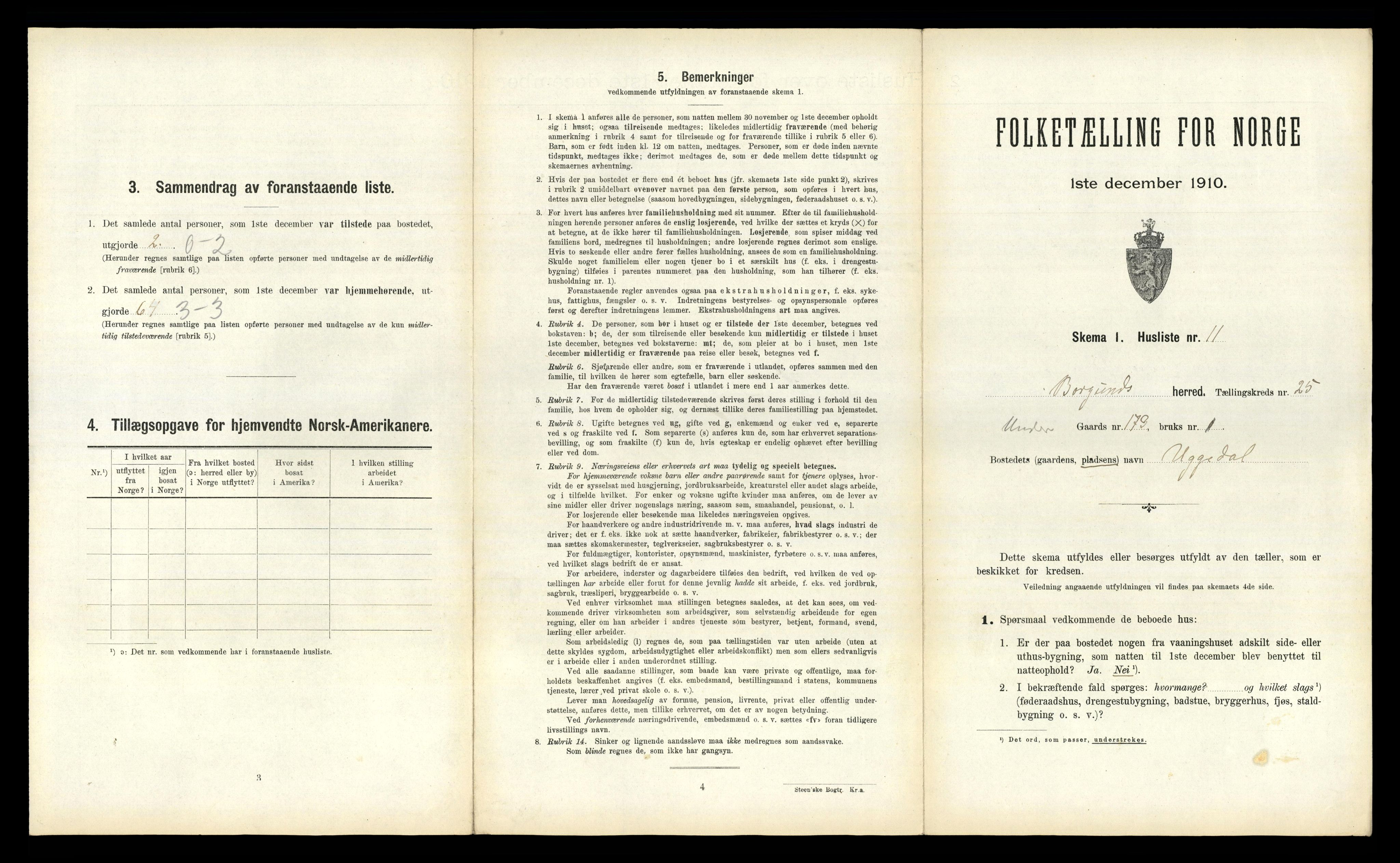 RA, 1910 census for Borgund, 1910, p. 1845