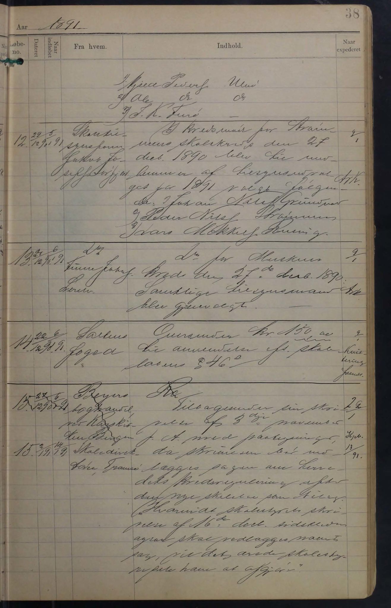 Tysfjord kommune. Skolestyret, AIN/K-18500.510/220/L0002: Brevjournal for Tysfjord Skolestyre, 1890-1910