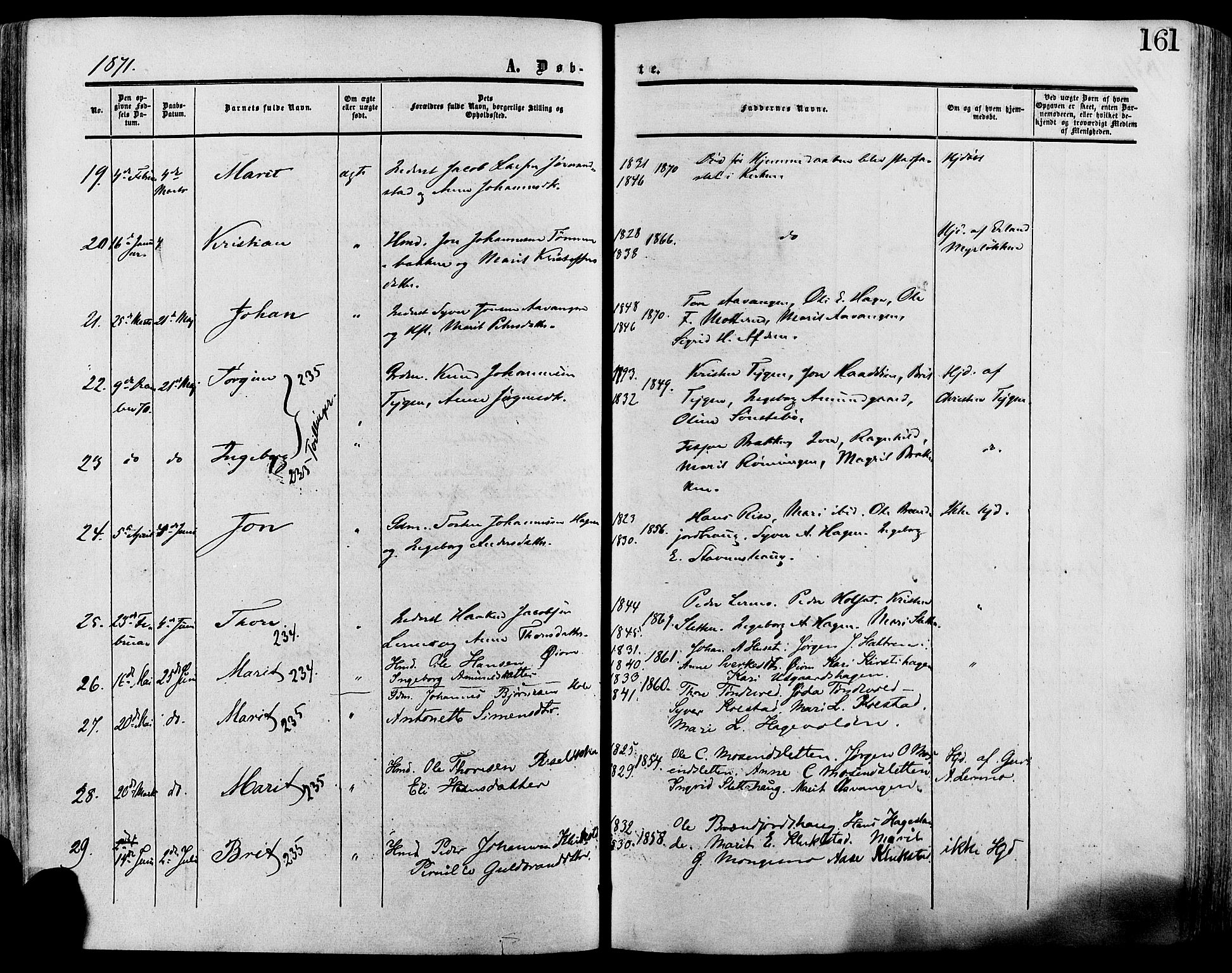 Lesja prestekontor, AV/SAH-PREST-068/H/Ha/Haa/L0008: Parish register (official) no. 8, 1854-1880, p. 161