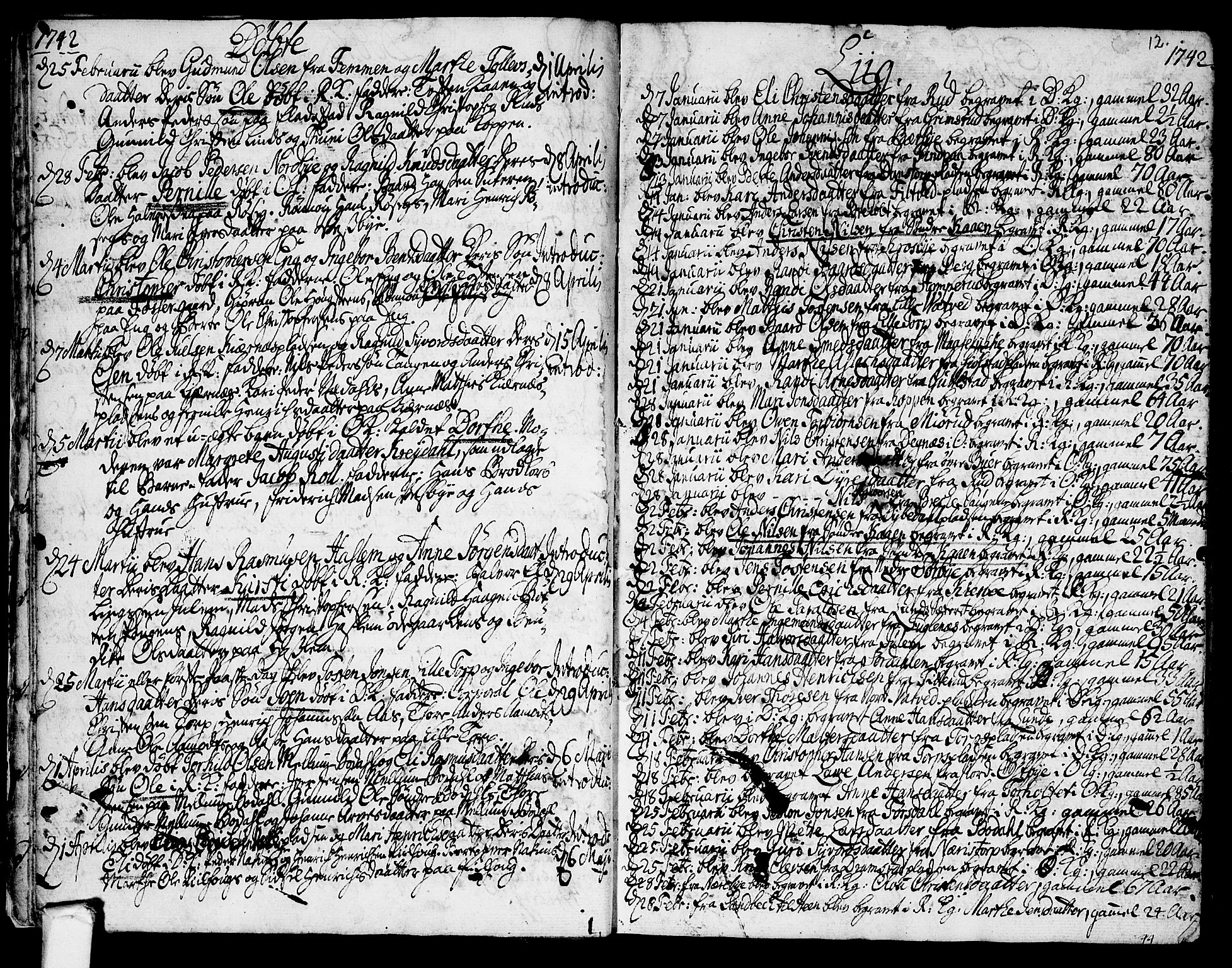 Rakkestad prestekontor Kirkebøker, SAO/A-2008/F/Fa/L0002: Parish register (official) no. I 2, 1741-1751, p. 12