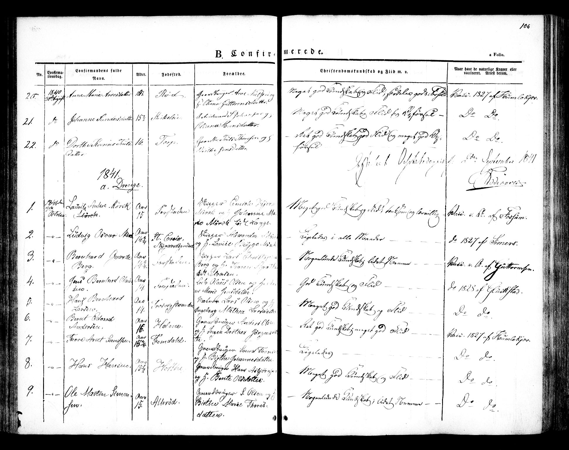 Glemmen prestekontor Kirkebøker, AV/SAO-A-10908/F/Fa/L0005: Parish register (official) no. 5, 1838-1852, p. 106