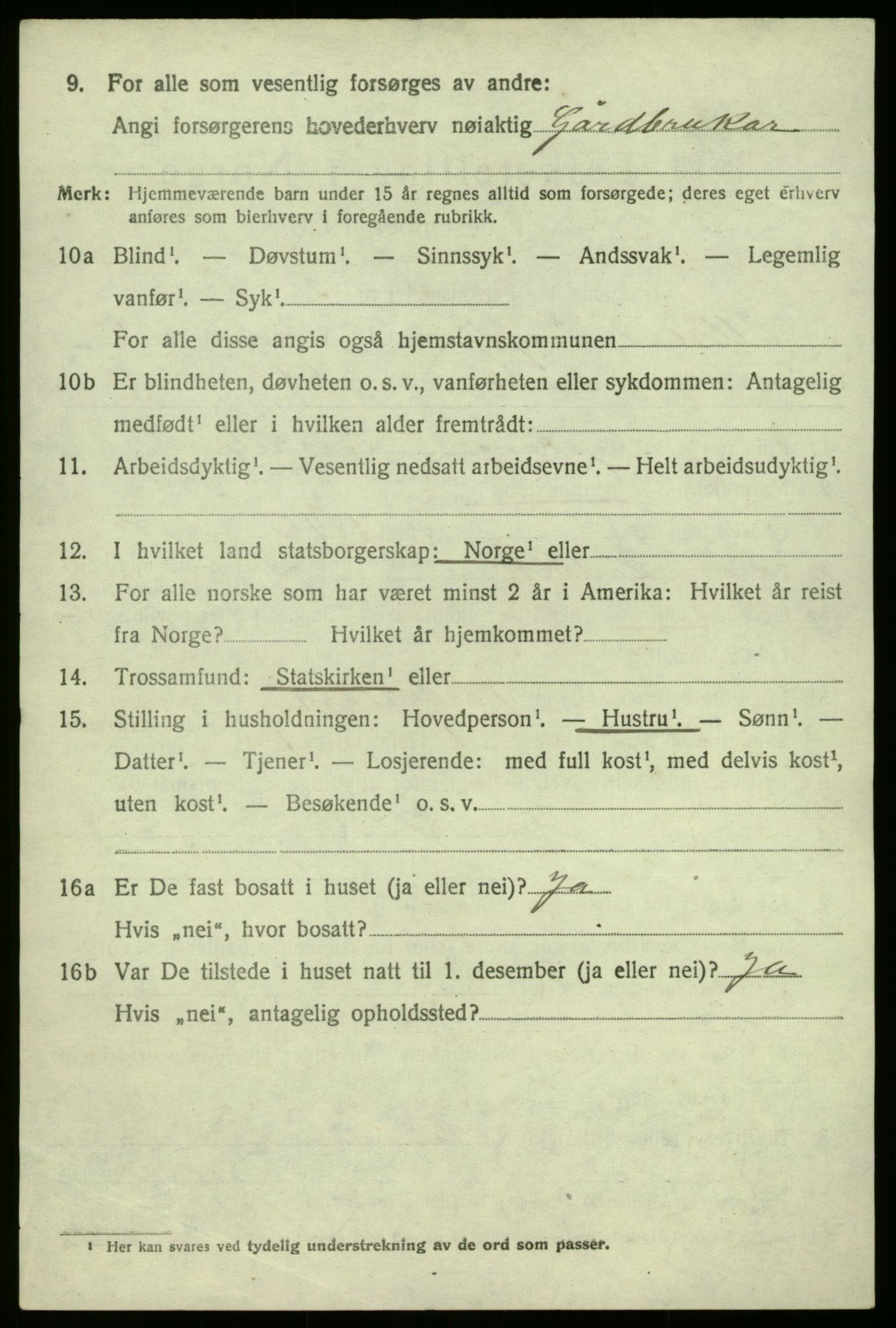 SAB, 1920 census for Hyllestad, 1920, p. 3501