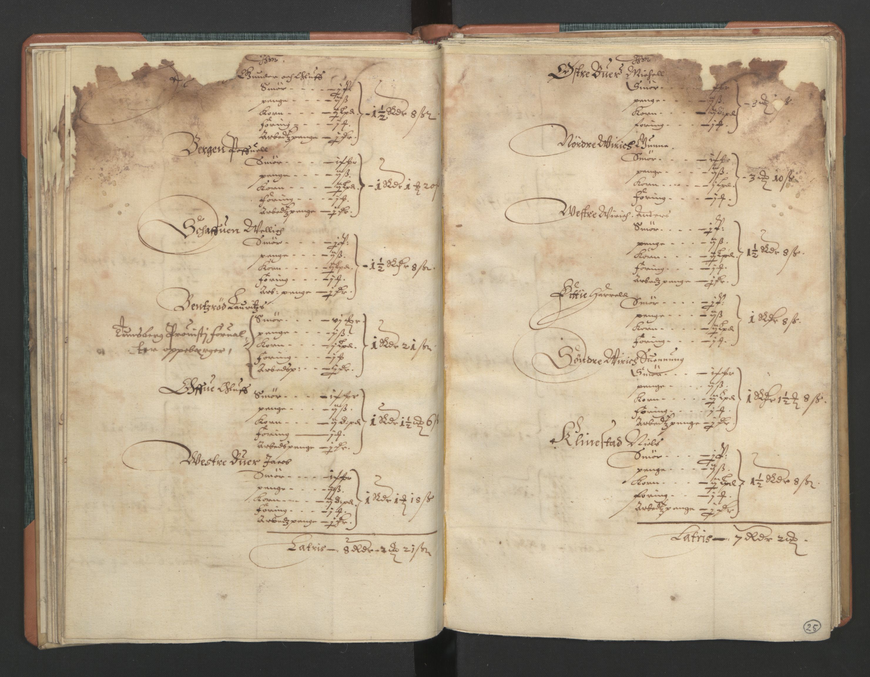 Rentekammeret inntil 1814, Realistisk ordnet avdeling, AV/RA-EA-4070/L/L0015/0002: Tønsberg lagdømme. Brunla len: / Brunla len. Kronens jordebok, 1661, p. 24b-25a