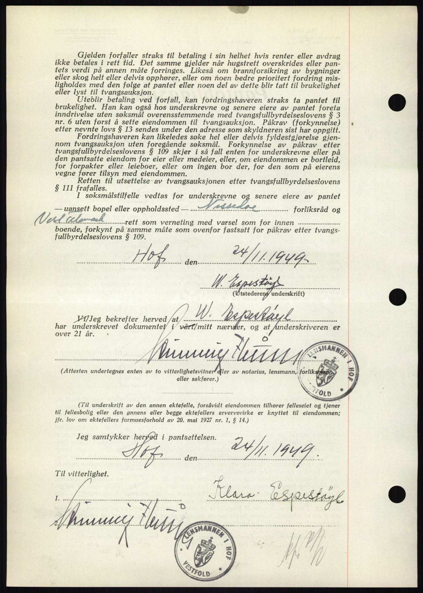 Nedenes sorenskriveri, AV/SAK-1221-0006/G/Gb/Gbb/L0007: Mortgage book no. B7, 1949-1950, Diary no: : 1904/1949