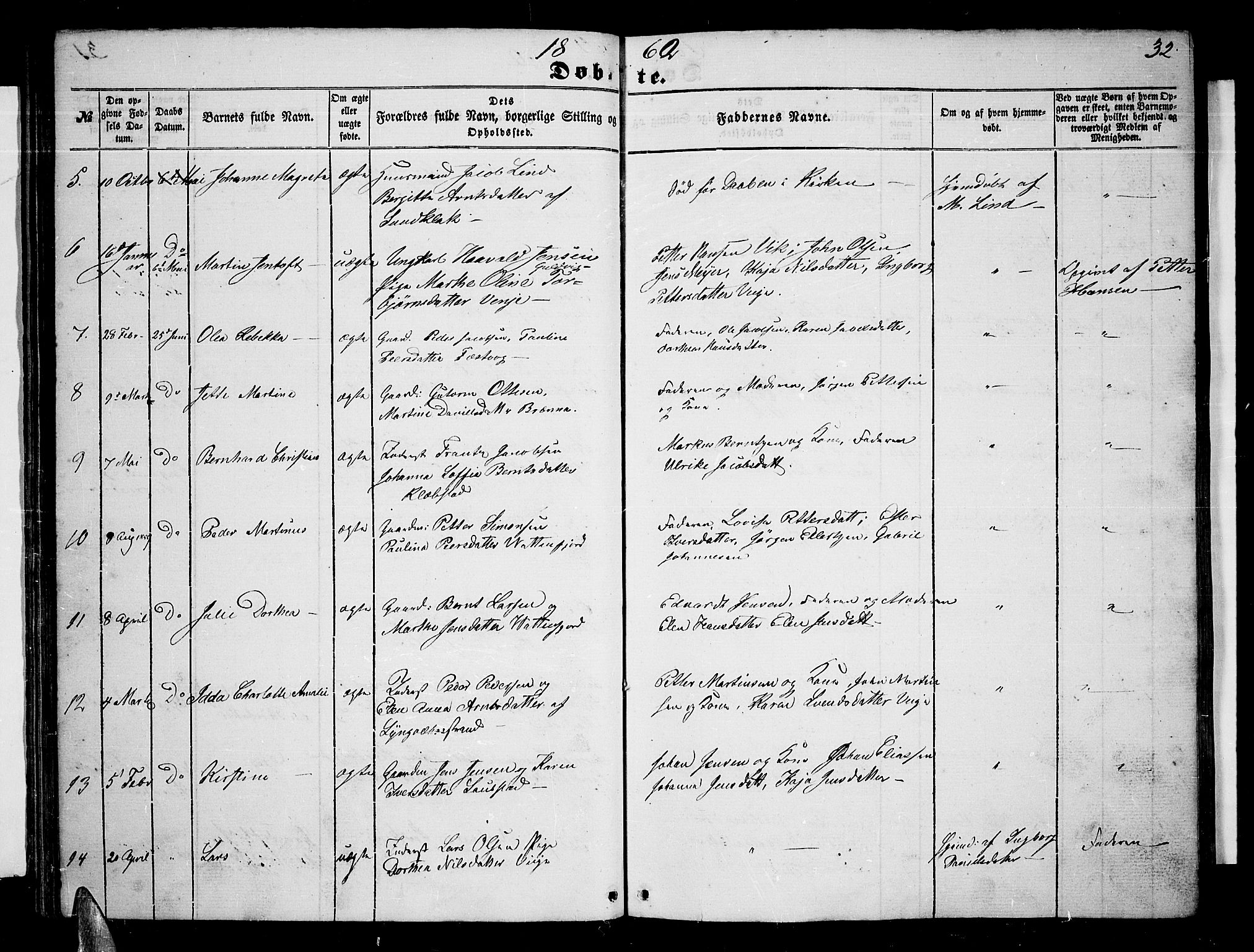 Ministerialprotokoller, klokkerbøker og fødselsregistre - Nordland, AV/SAT-A-1459/876/L1102: Parish register (copy) no. 876C01, 1852-1886, p. 32