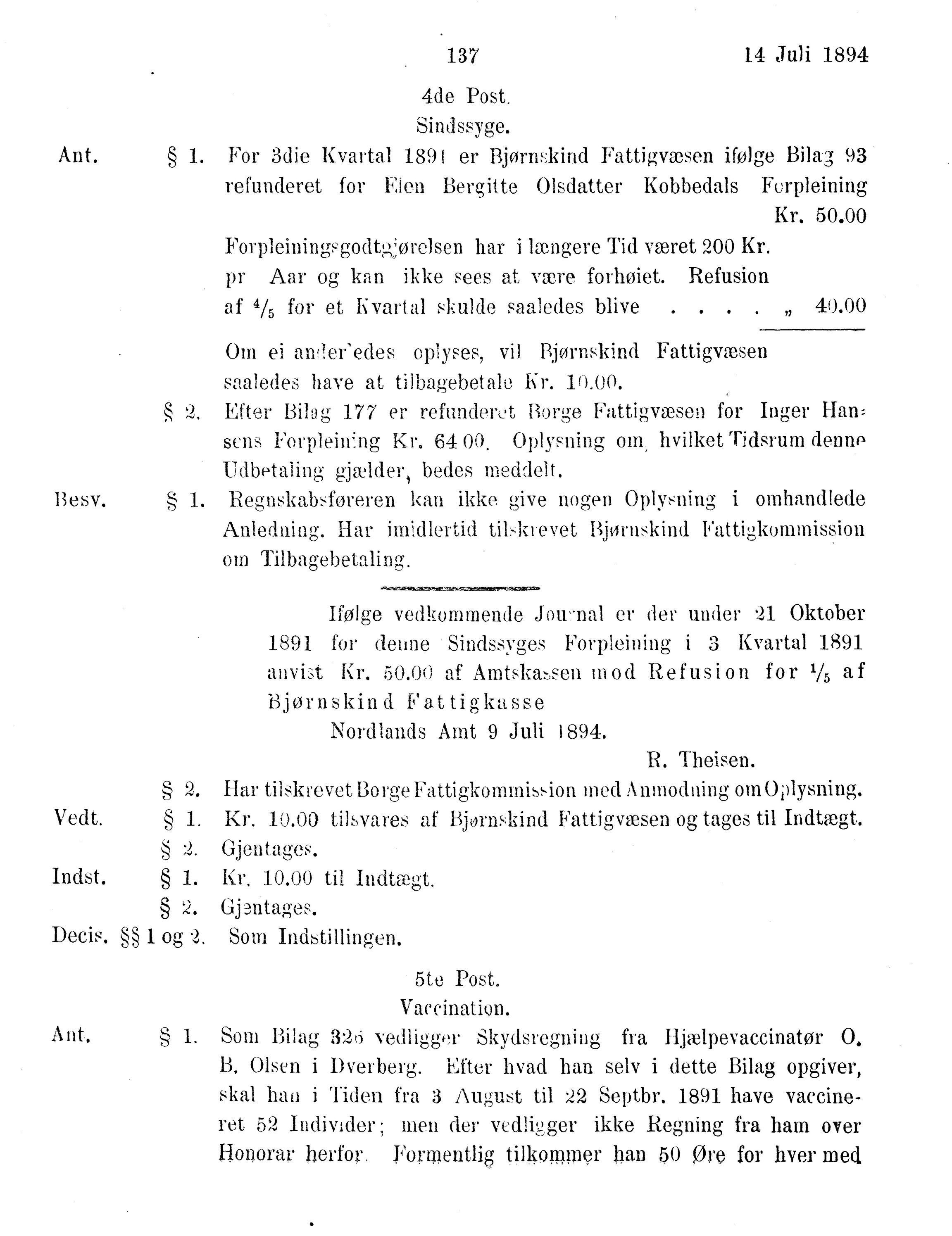 Nordland Fylkeskommune. Fylkestinget, AIN/NFK-17/176/A/Ac/L0017: Fylkestingsforhandlinger 1894, 1894