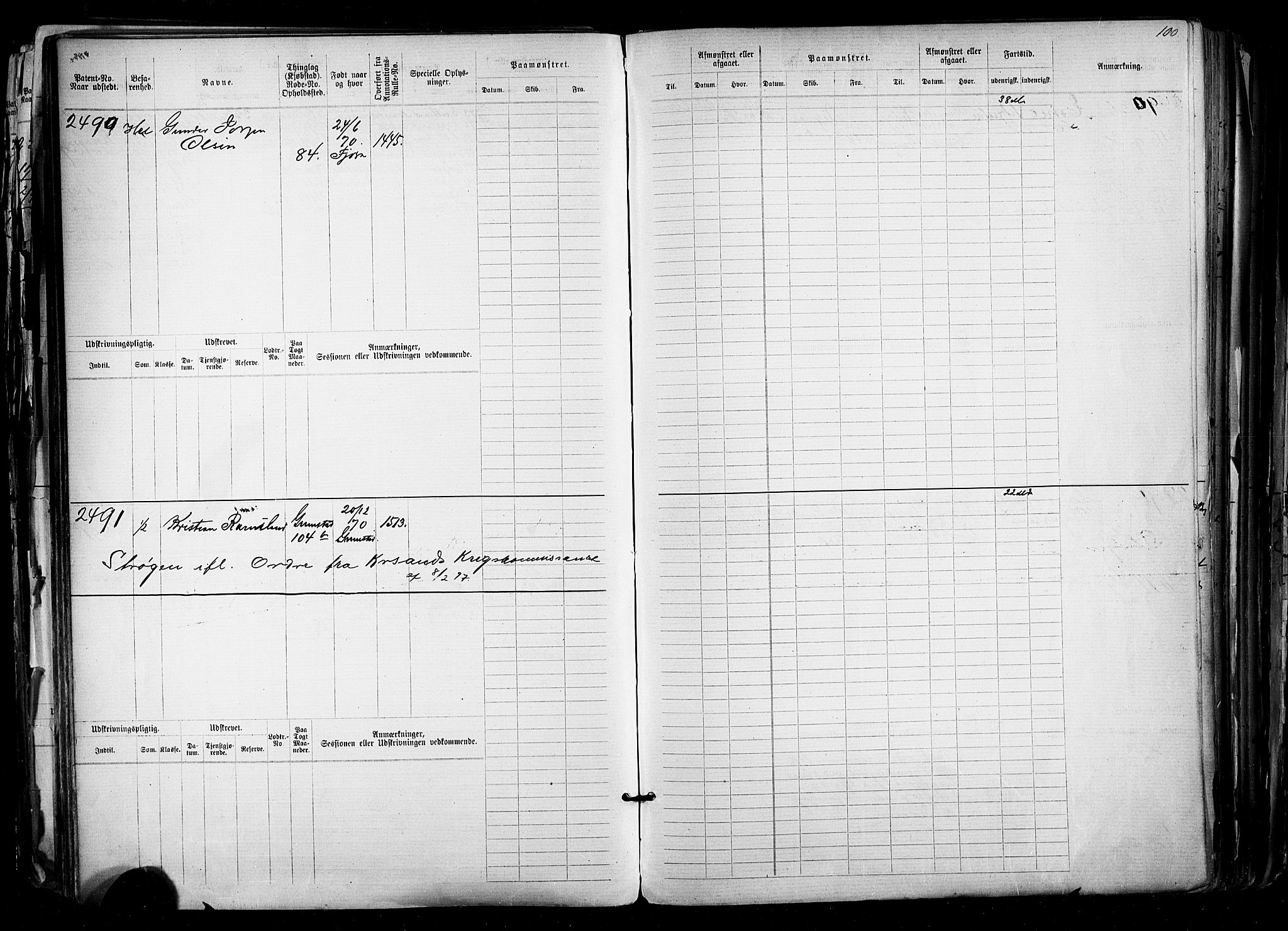 Grimstad mønstringskrets, AV/SAK-2031-0013/F/Fb/L0012: Hovedrulle nr 2291-3051, V-25, 1889-1900, p. 110