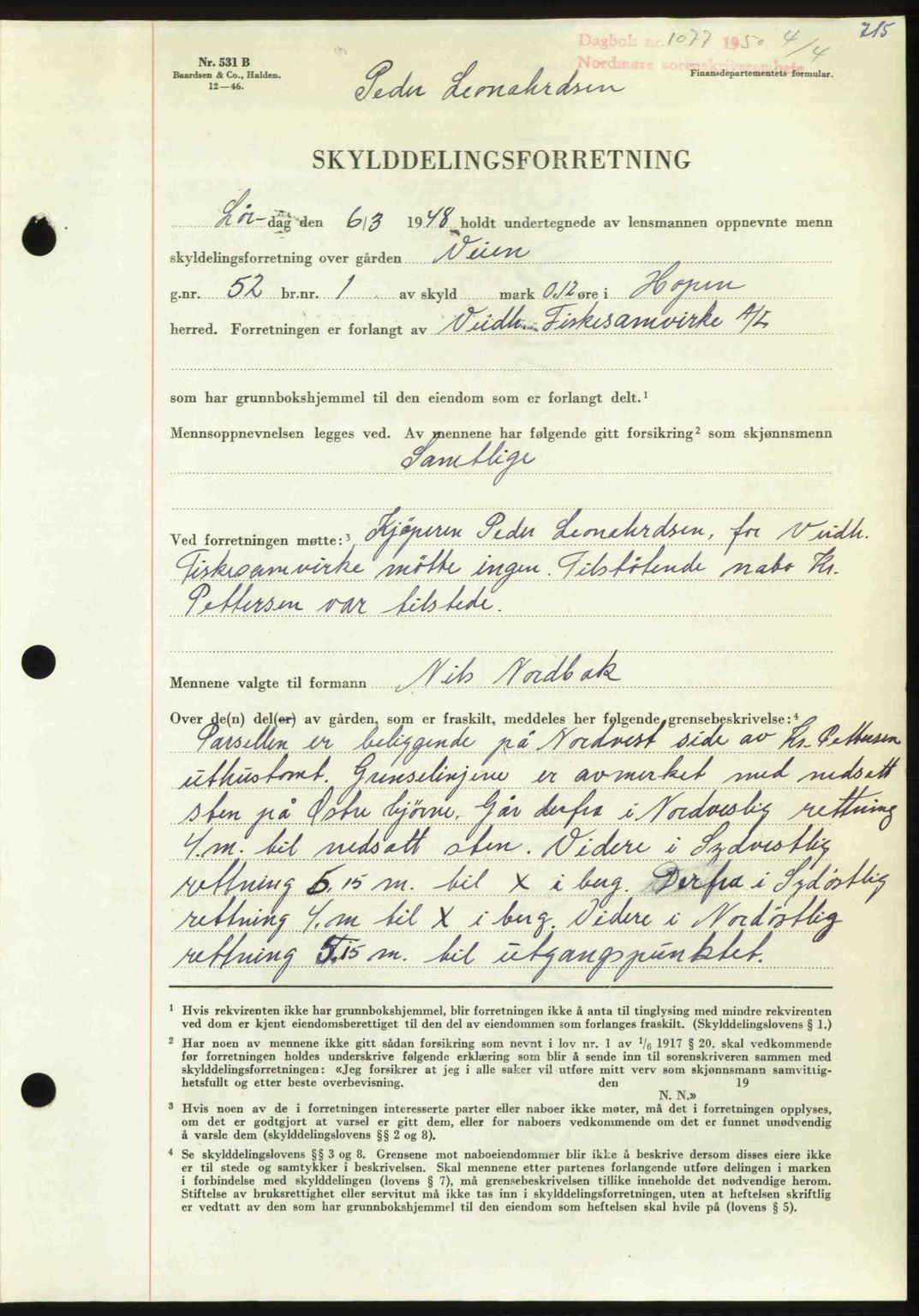 Nordmøre sorenskriveri, AV/SAT-A-4132/1/2/2Ca: Mortgage book no. A114, 1950-1950, Diary no: : 1077/1950