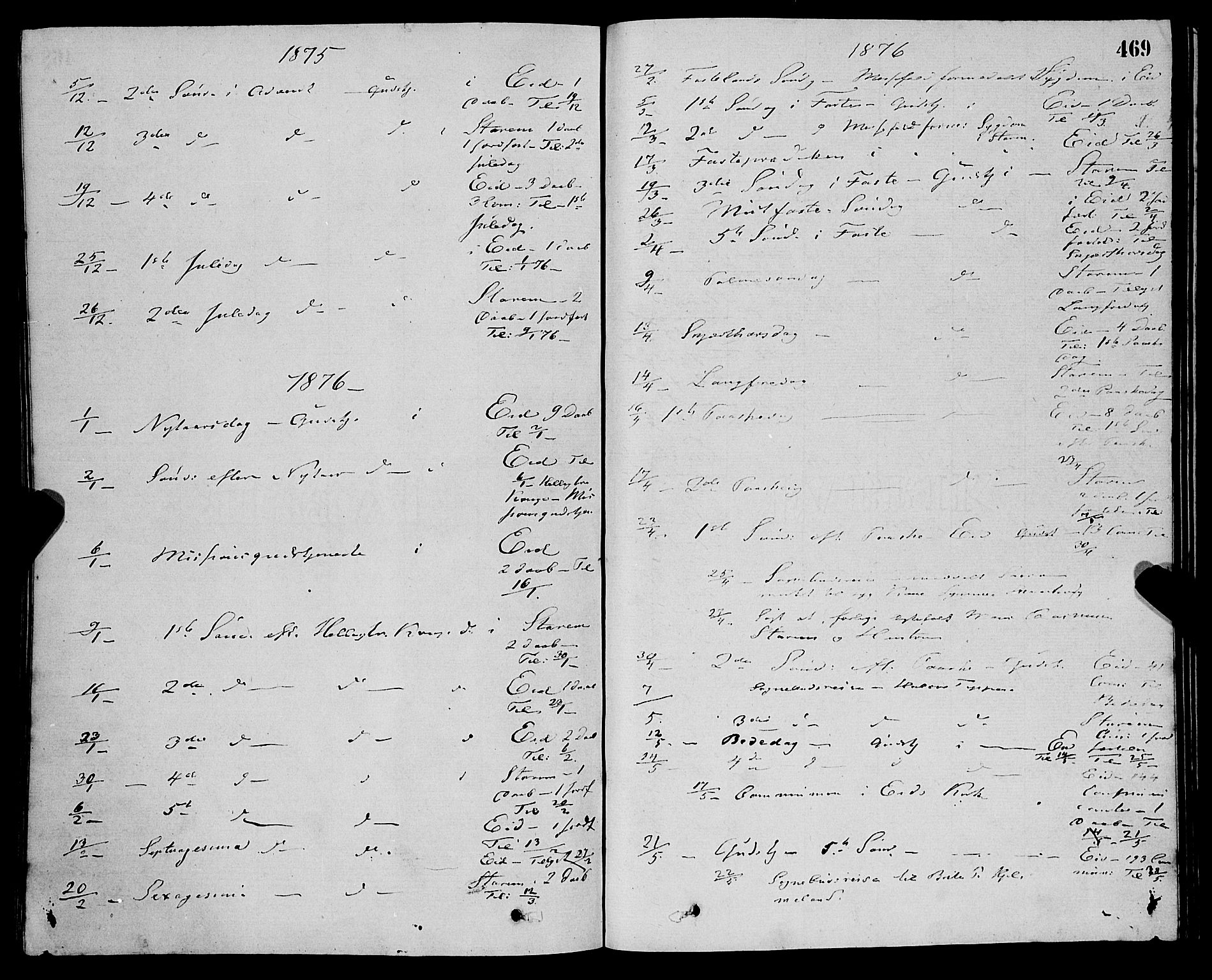 Eid sokneprestembete, AV/SAB-A-82301/H/Haa/Haaa/L0010: Parish register (official) no. A 10, 1867-1878, p. 469