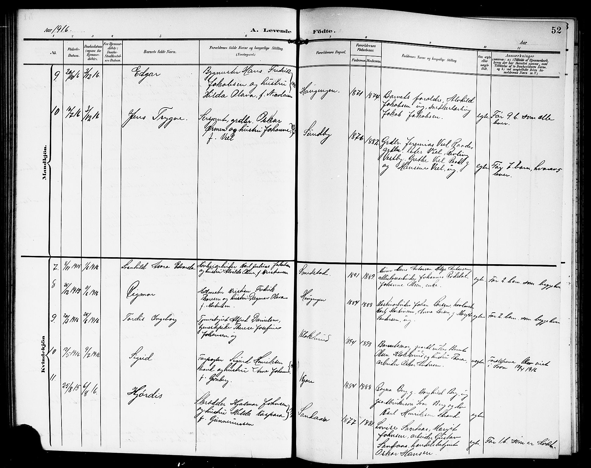 Vestby prestekontor Kirkebøker, AV/SAO-A-10893/G/Ga/L0002: Parish register (copy) no. I 2, 1903-1916, p. 52