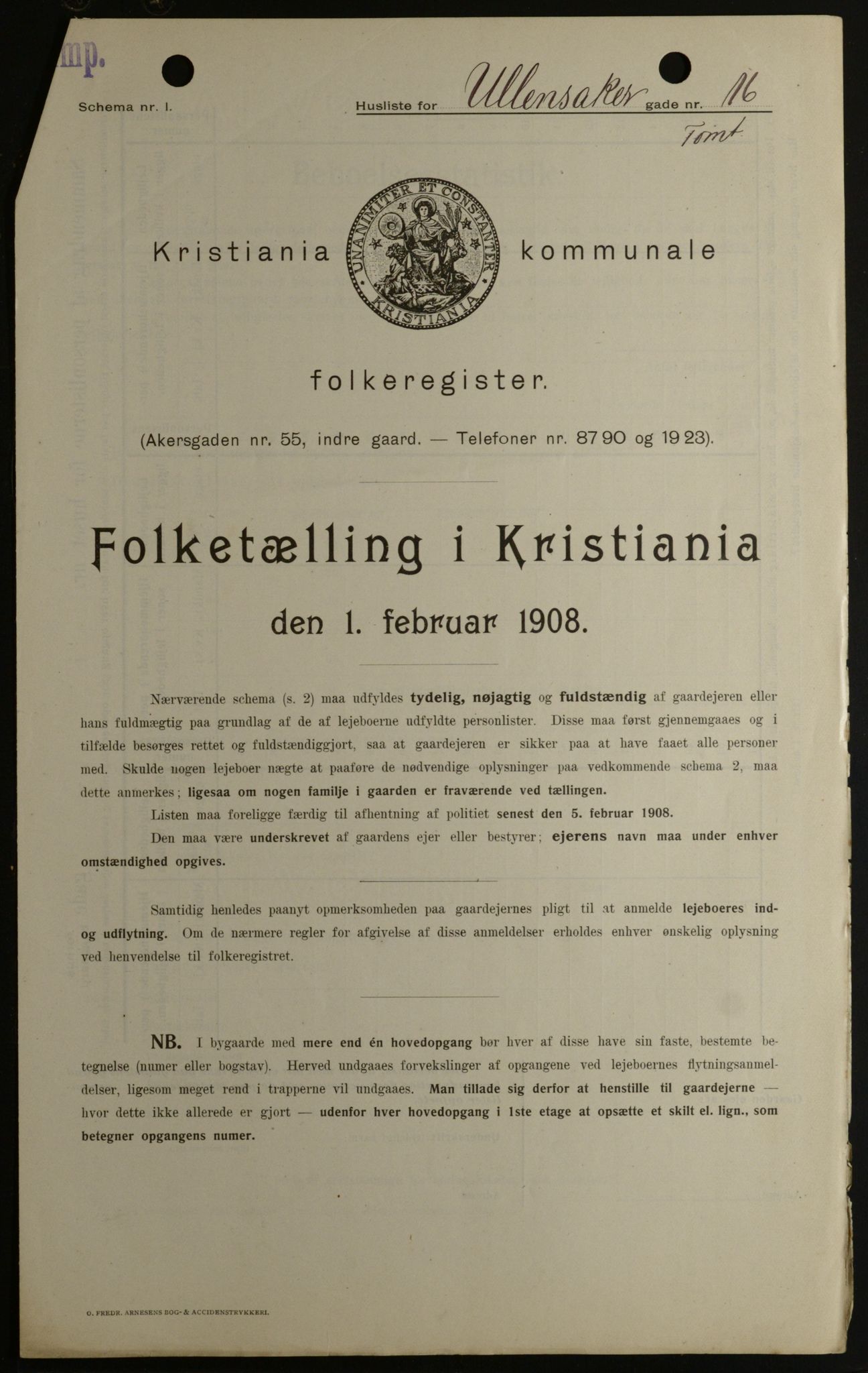 OBA, Municipal Census 1908 for Kristiania, 1908, p. 106708