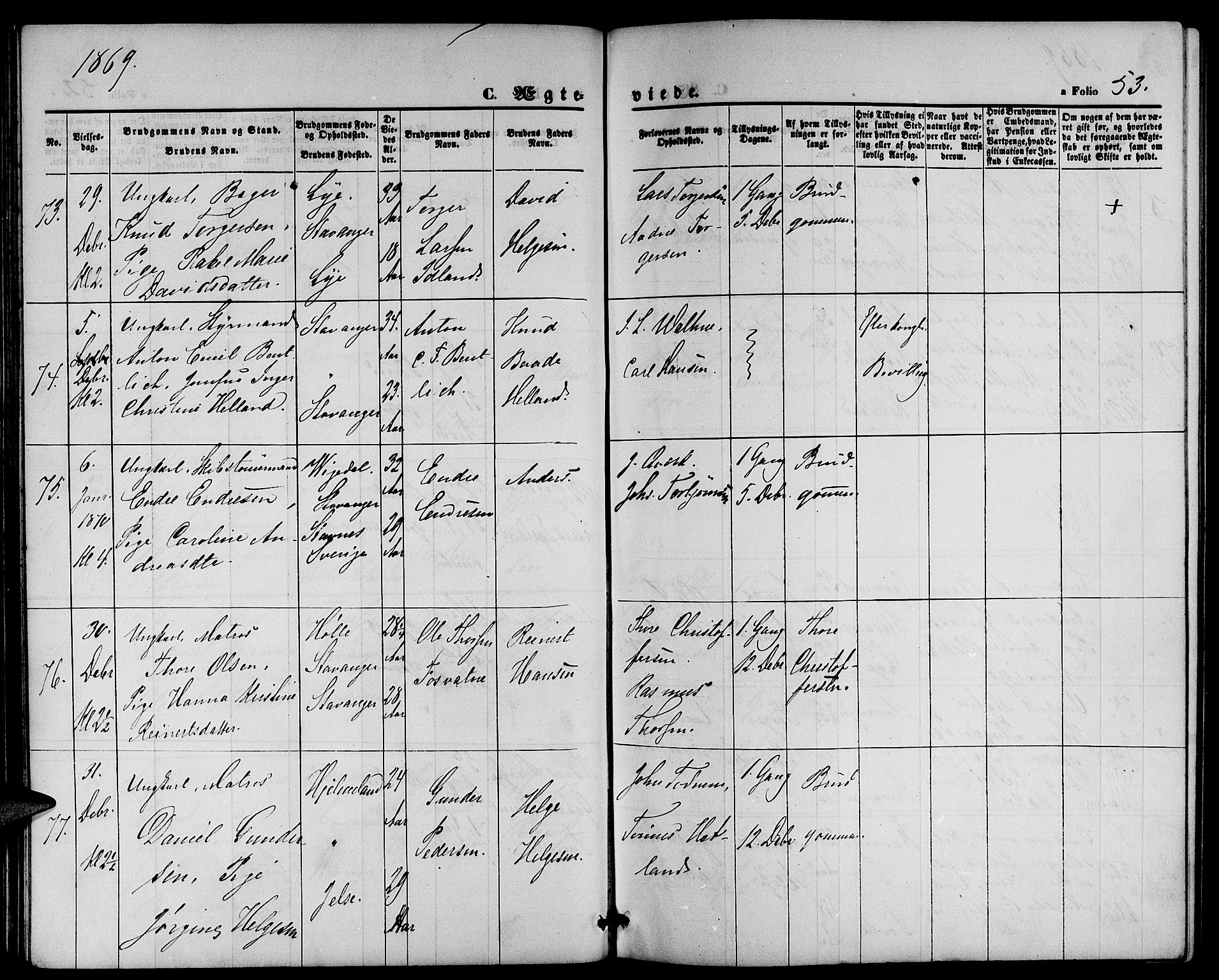 St. Petri sokneprestkontor, AV/SAST-A-101813/001/30/30BB/L0002: Parish register (copy) no. B 2, 1865-1885, p. 53