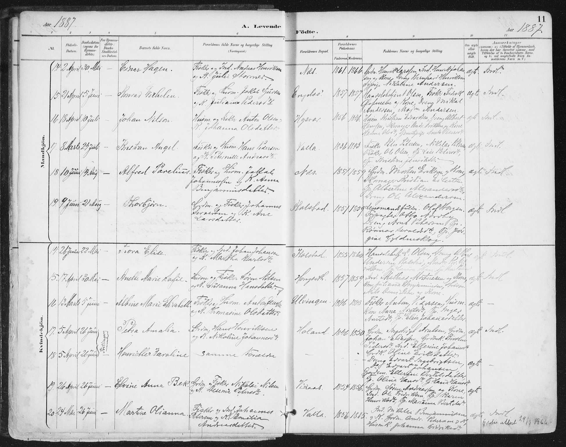 Ministerialprotokoller, klokkerbøker og fødselsregistre - Nordland, SAT/A-1459/816/L0244: Parish register (official) no. 816A10, 1886-1903, p. 11