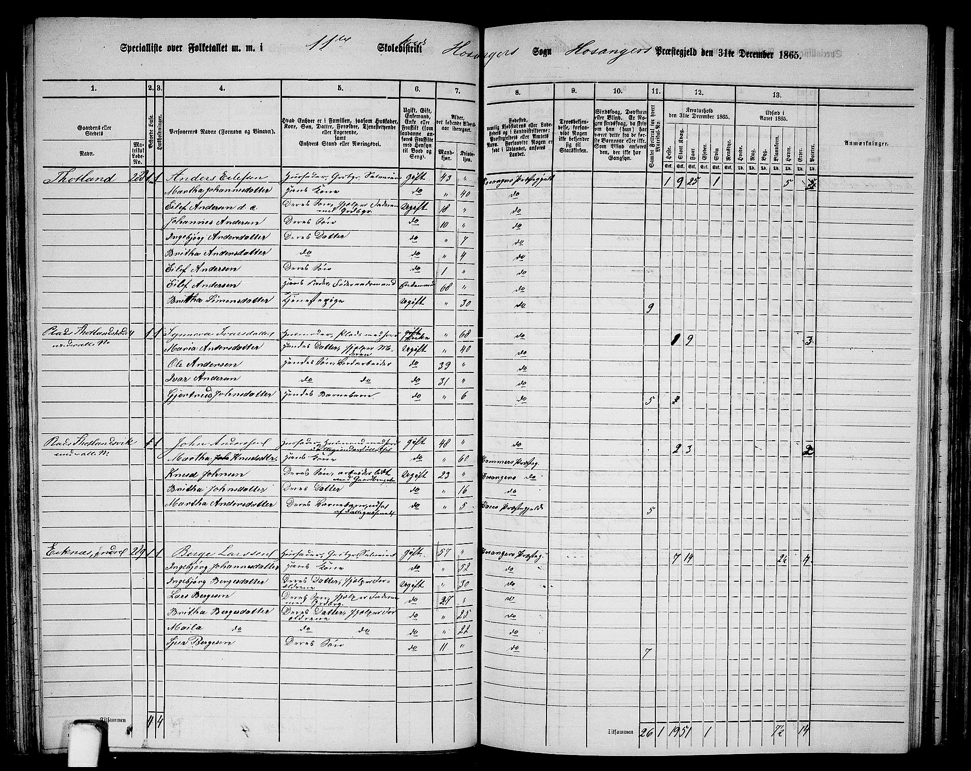 RA, 1865 census for Hosanger, 1865, p. 79