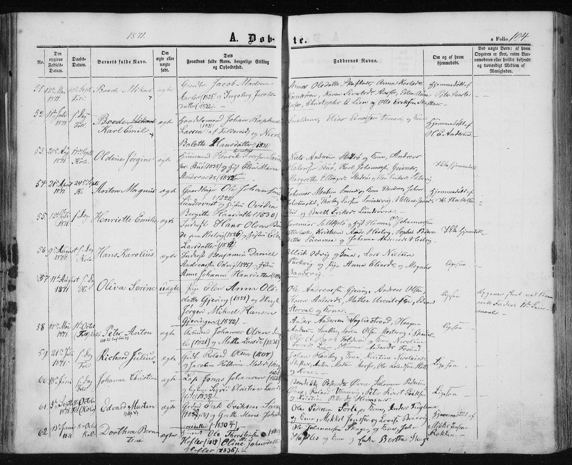 Ministerialprotokoller, klokkerbøker og fødselsregistre - Nord-Trøndelag, AV/SAT-A-1458/780/L0641: Parish register (official) no. 780A06, 1857-1874, p. 104