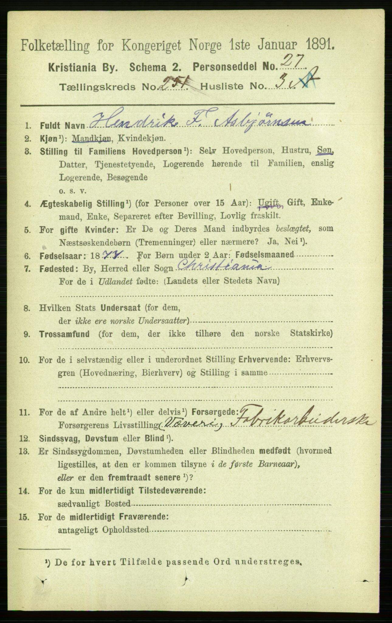 RA, 1891 census for 0301 Kristiania, 1891, p. 153091