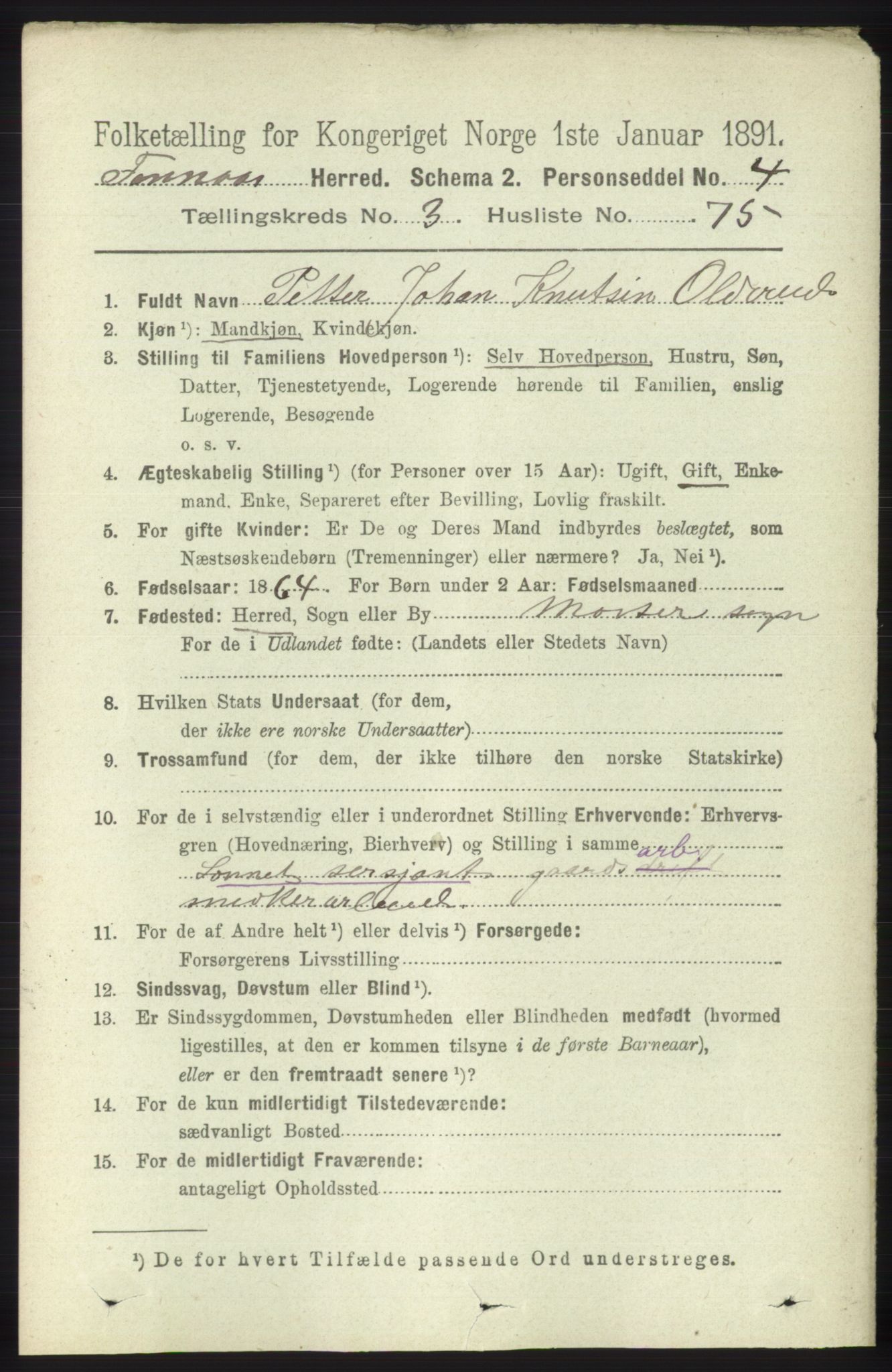 RA, 1891 census for 1218 Finnås, 1891, p. 1569