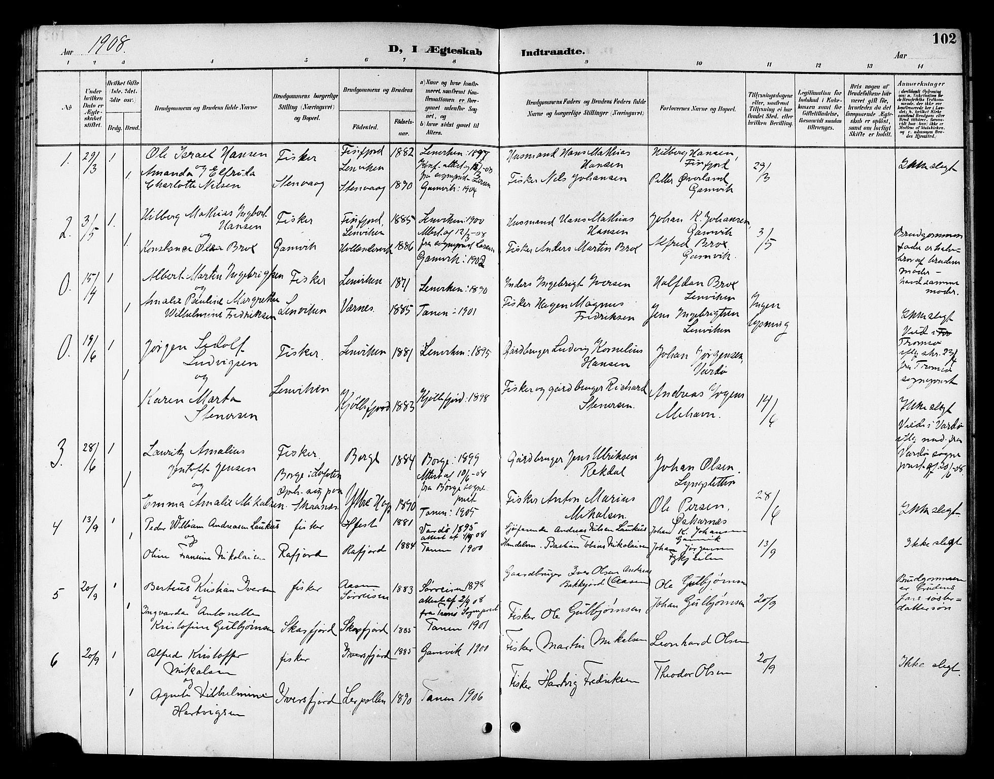 Tana sokneprestkontor, SATØ/S-1334/H/Hb/L0006klokker: Parish register (copy) no. 6, 1892-1909, p. 102
