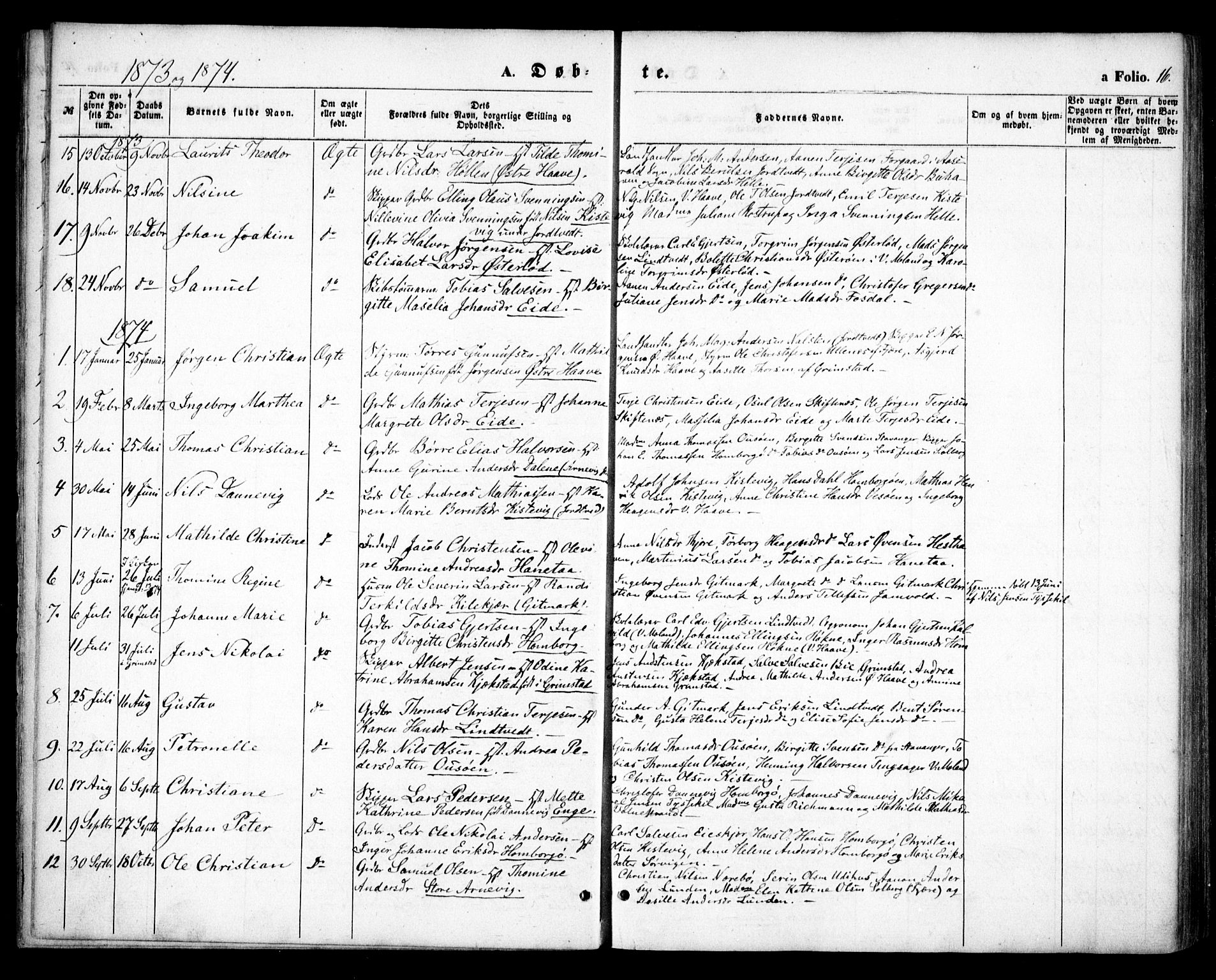 Hommedal sokneprestkontor, AV/SAK-1111-0023/F/Fa/Faa/L0002: Parish register (official) no. A 2, 1861-1884, p. 16