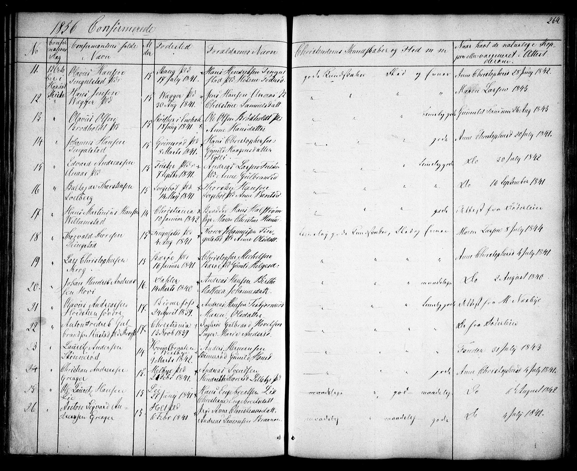 Hobøl prestekontor Kirkebøker, AV/SAO-A-2002/F/Fa/L0003: Parish register (official) no. I 3, 1842-1864, p. 264