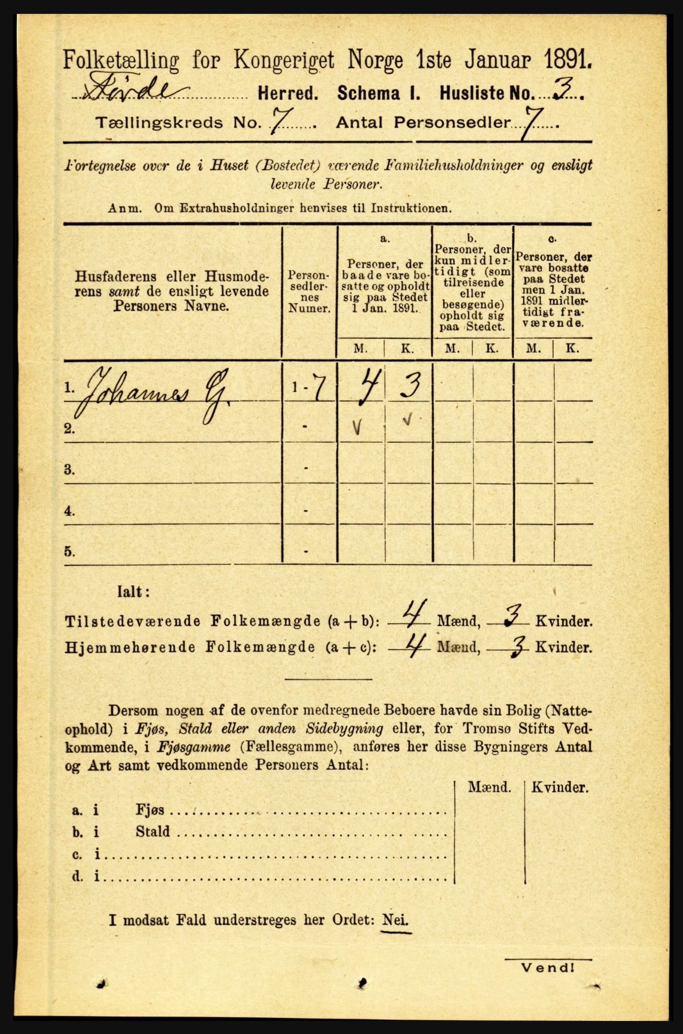 RA, 1891 census for 1432 Førde, 1891, p. 2447