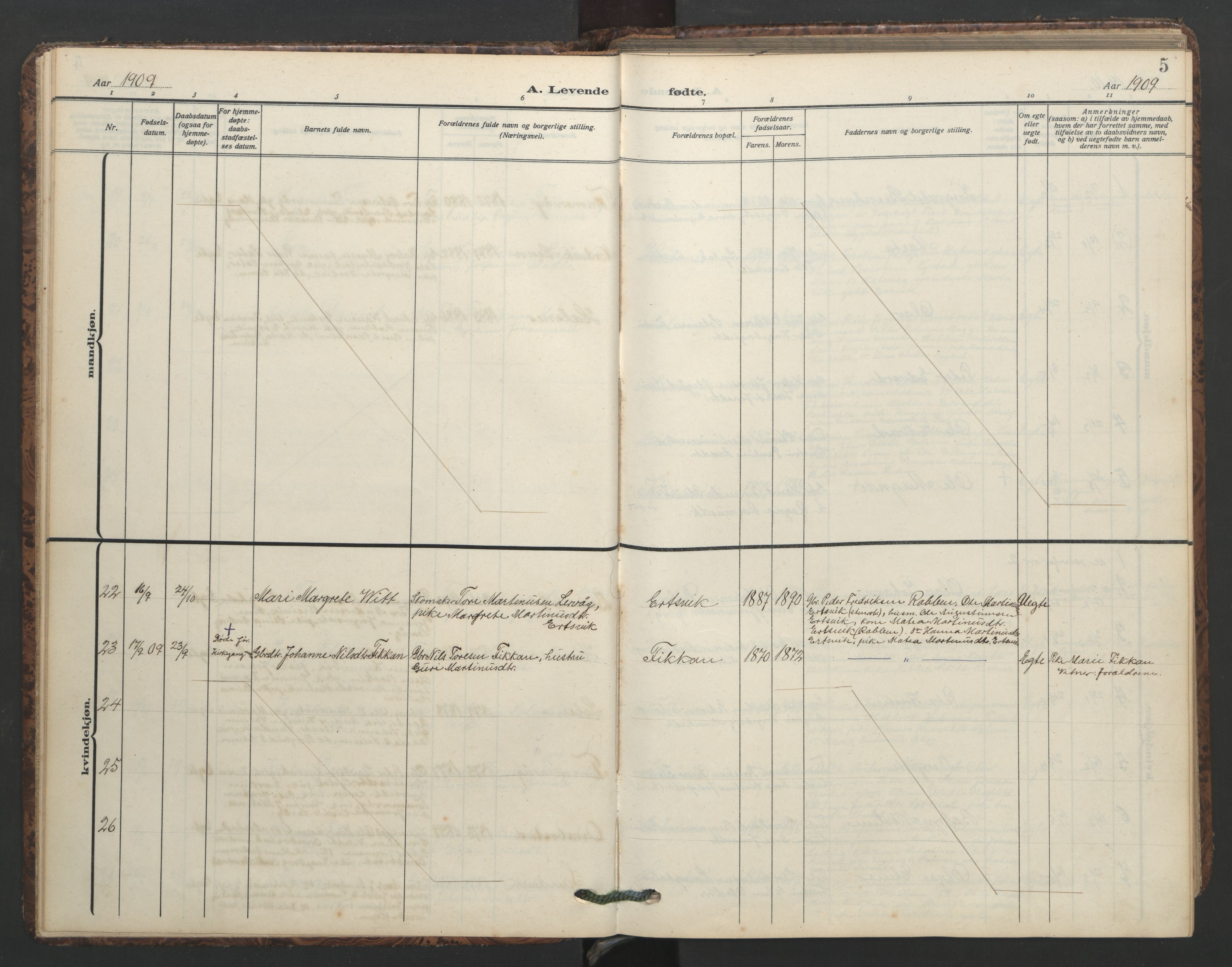 Ministerialprotokoller, klokkerbøker og fødselsregistre - Møre og Romsdal, AV/SAT-A-1454/577/L0897: Parish register (copy) no. 577C01, 1909-1946, p. 5