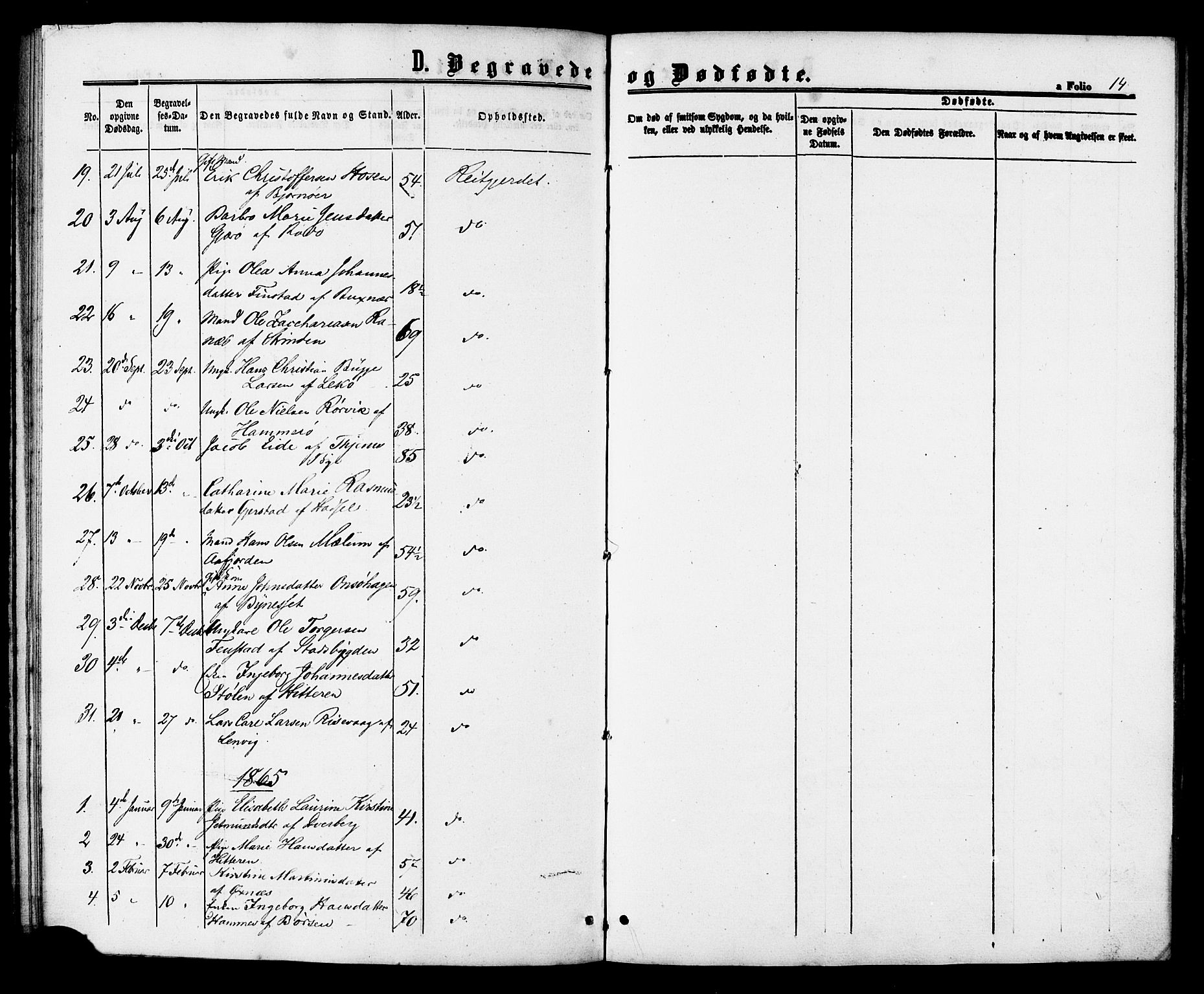 Ministerialprotokoller, klokkerbøker og fødselsregistre - Sør-Trøndelag, SAT/A-1456/629/L0485: Parish register (official) no. 629A01, 1862-1869, p. 14