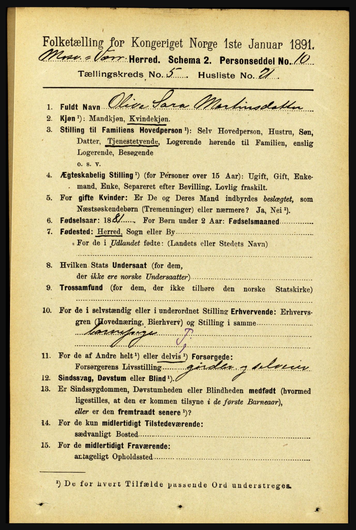 RA, 1891 census for 1723 Mosvik og Verran, 1891, p. 2102