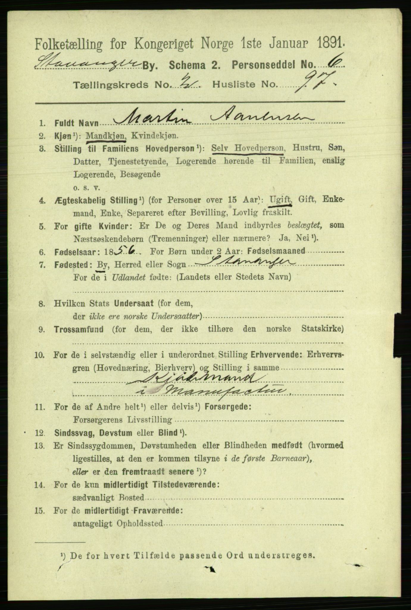 RA, 1891 census for 1103 Stavanger, 1891, p. 6775