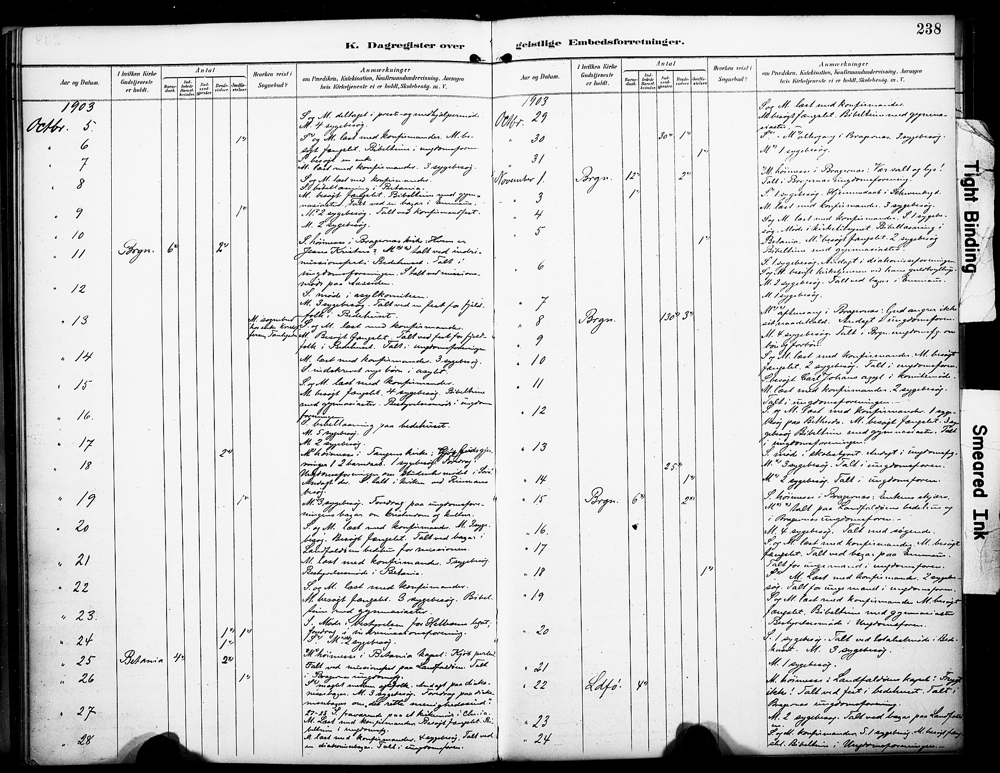 Bragernes kirkebøker, SAKO/A-6/F/Fc/L0006: Parish register (official) no. III 6, 1888-1899, p. 238