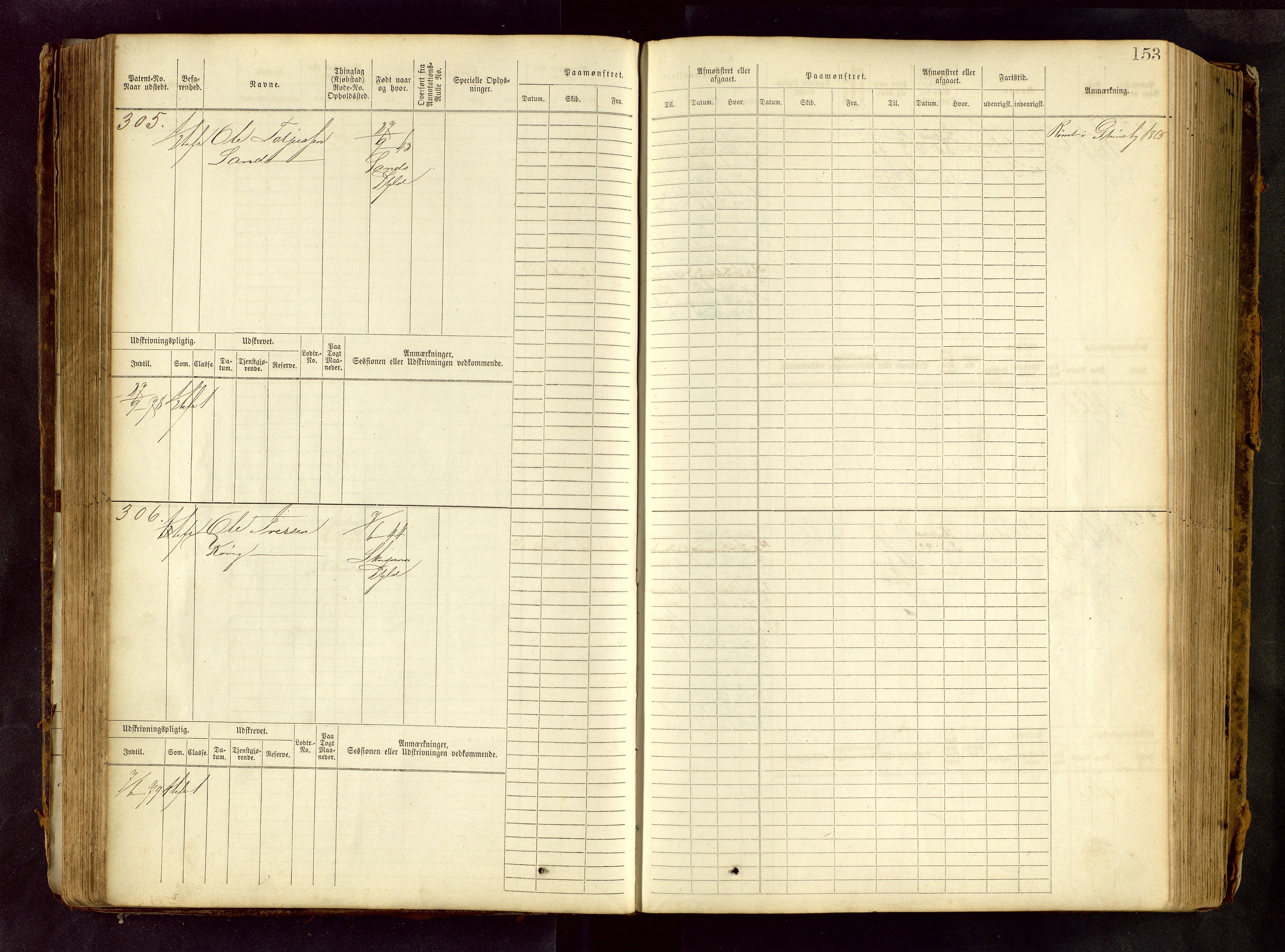 Haugesund sjømannskontor, SAST/A-102007/F/Fb/Fbb/L0001: Sjøfartsrulle Skudenes krets No 1 - 958, 1860-1948, p. 153