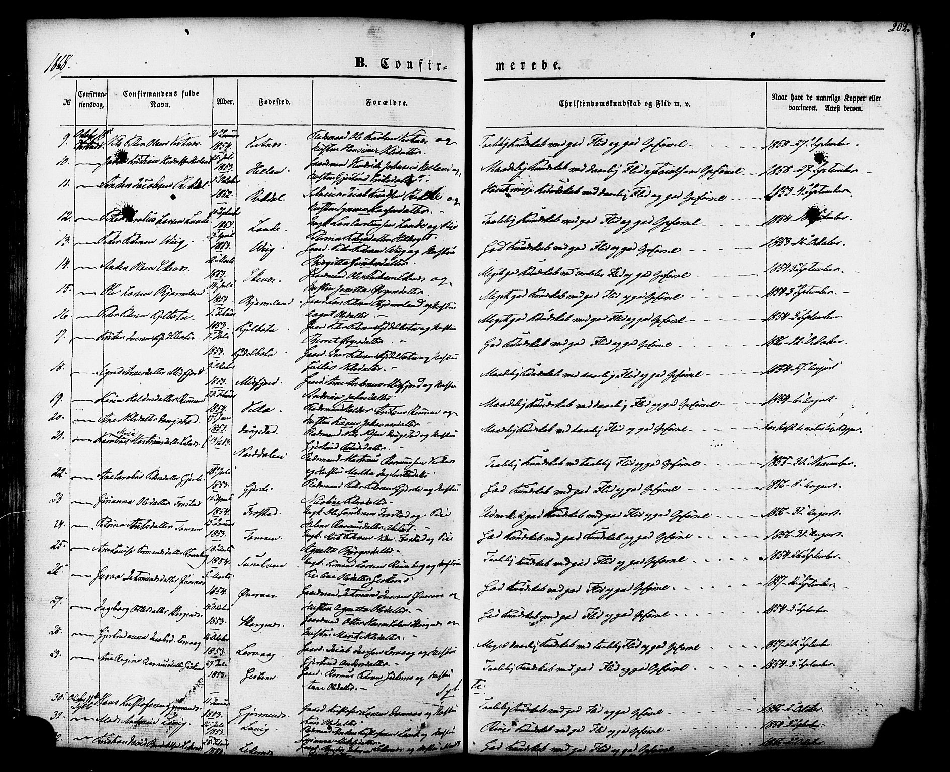 Ministerialprotokoller, klokkerbøker og fødselsregistre - Møre og Romsdal, SAT/A-1454/539/L0529: Parish register (official) no. 539A02, 1848-1872, p. 202