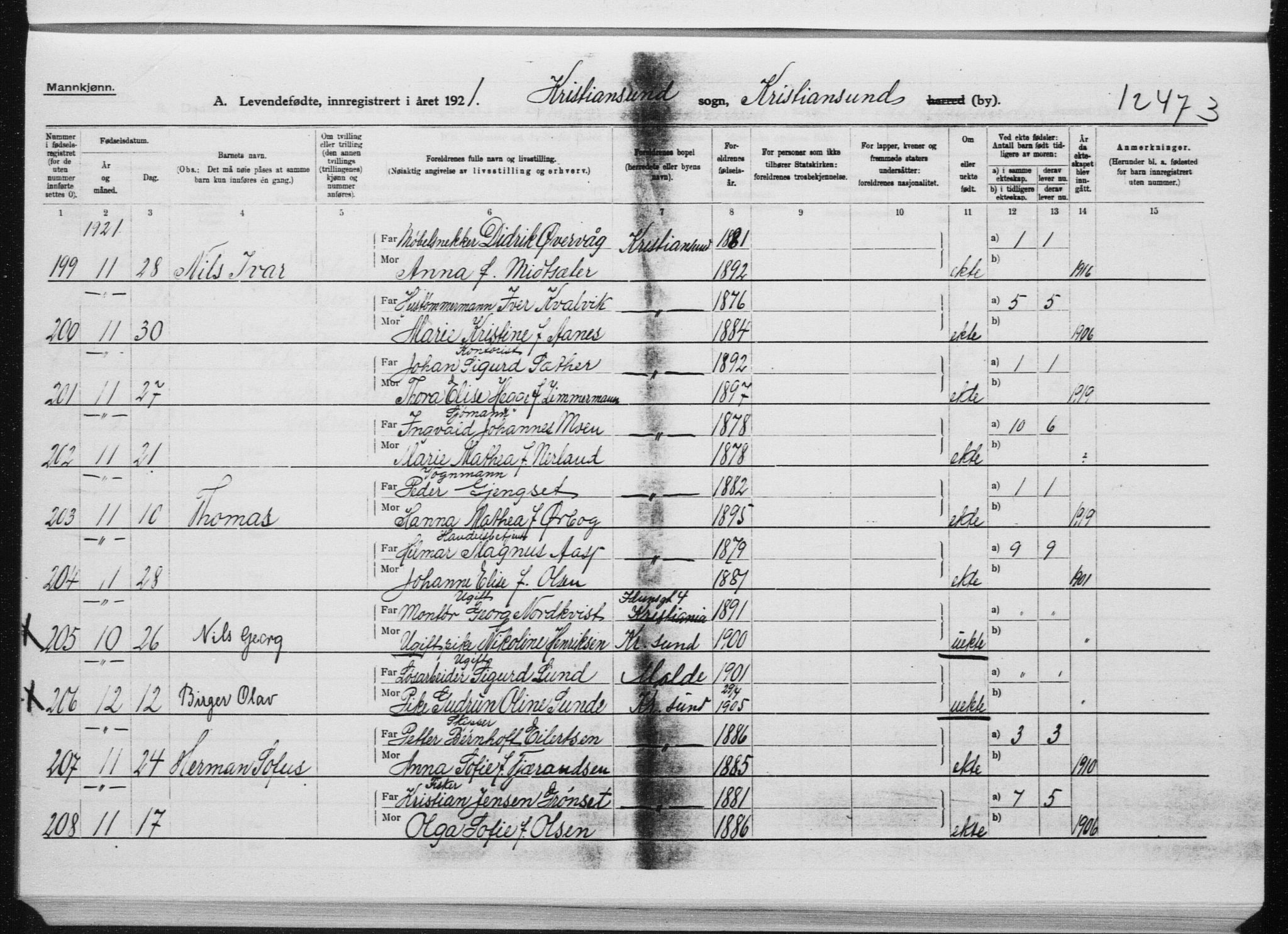 Ministerialprotokoller, klokkerbøker og fødselsregistre - Møre og Romsdal, SAT/A-1454/572/L0864: Parish register (official) no. 572D08, 1921-1935