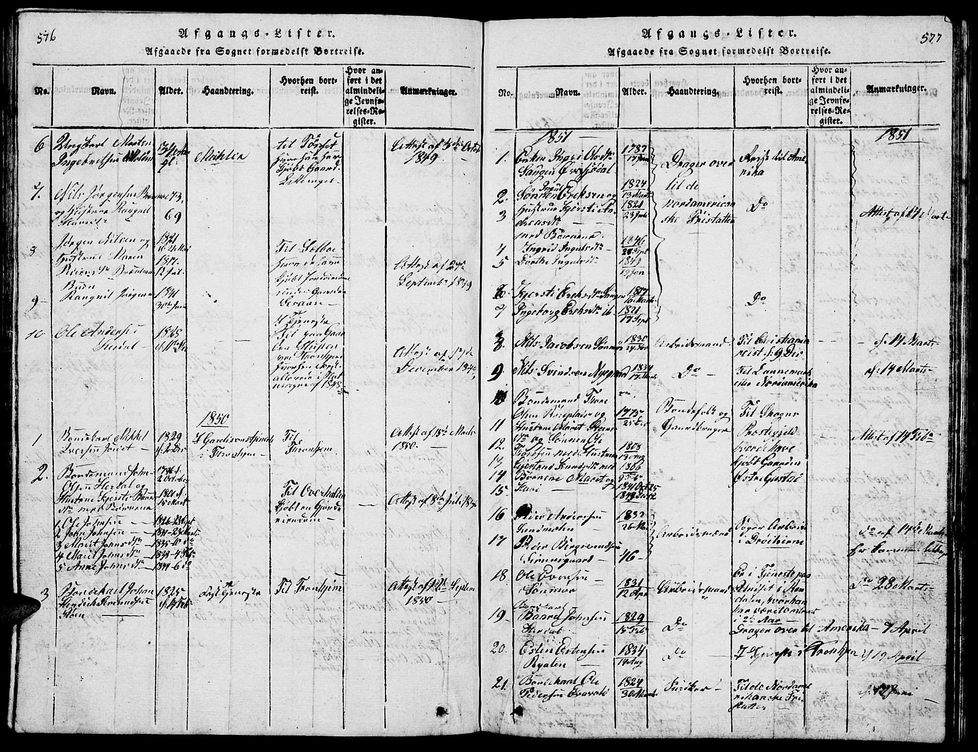 Tolga prestekontor, SAH/PREST-062/L/L0001: Parish register (copy) no. 1, 1814-1877, p. 576-577
