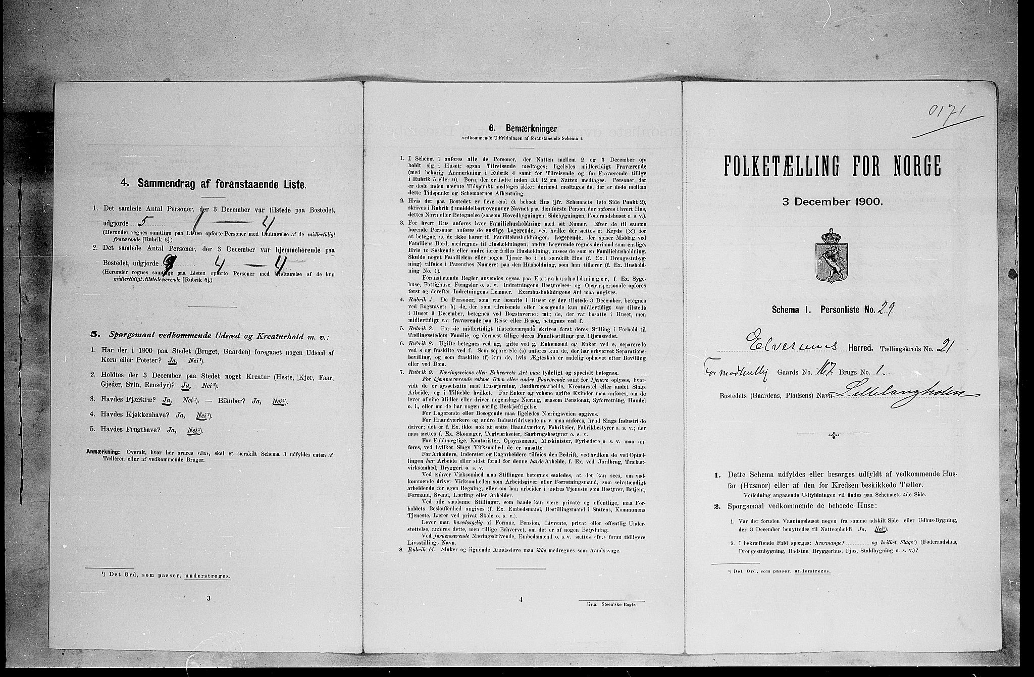 SAH, 1900 census for Elverum, 1900, p. 2784